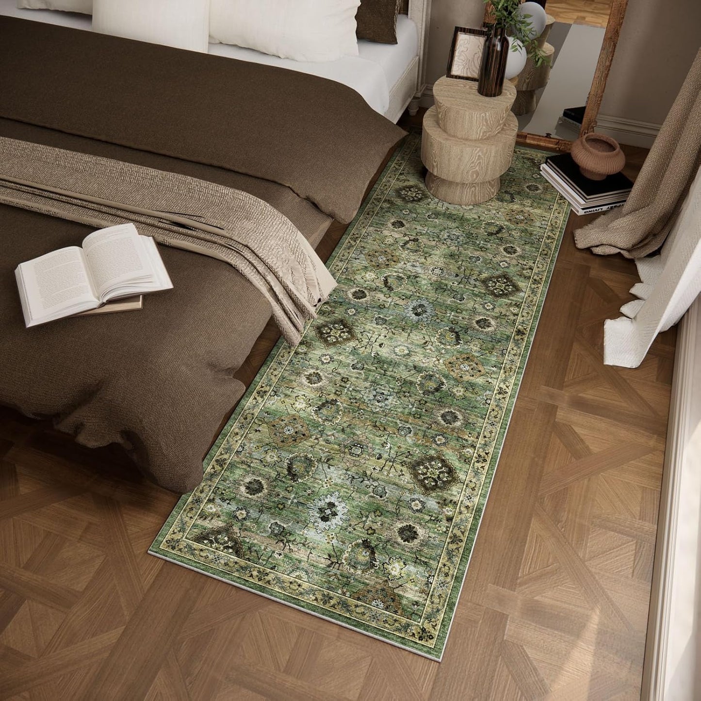 Washable Runners for Hallways Kitchen Rugs: 2'x6' Runner Rug Stain Resistant Non Slip Low Pile Soft Carpet Runners for Hallways Bedroom Kitchen Entryway Indoor Laundry Room Farmhouse