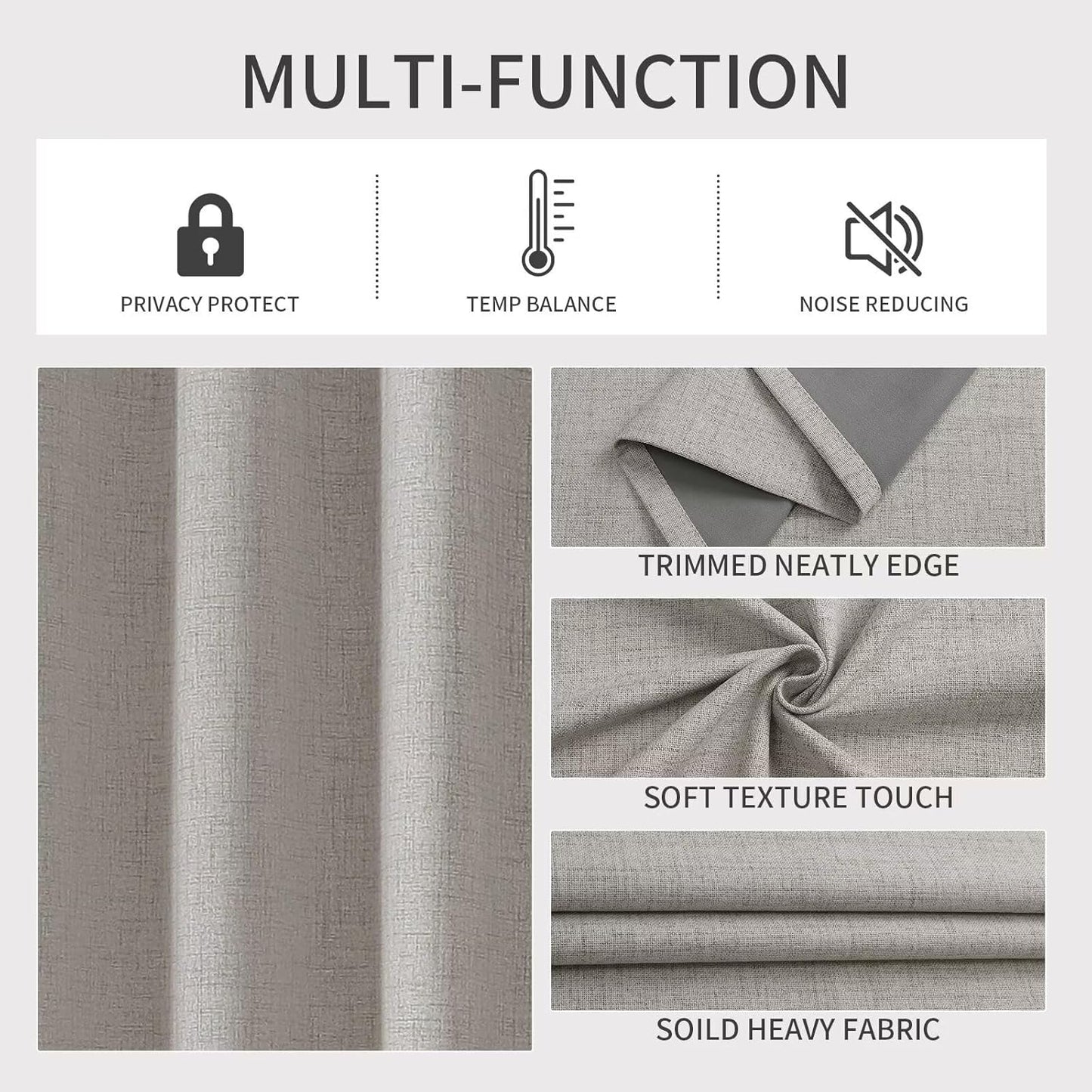 Joydeco Blackout Room Divider Curtains, Extra Wide Sliding Door Drapes Living Room Curtains, Greyish White 1 Panel 100W x 108L Inch Patio Door Drapes for Room Privacy