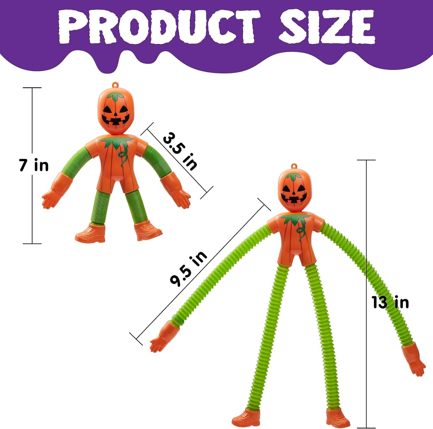 JOYIN 4 PCS Halloween Sensory Stretchy Fidget Toys, Stress Relief Telescopic Pop Tube Toys, Halloween Party Favors Children Gift, Frankenstein, Pumpkin, Skeleton, Vampire, Kids Autisms