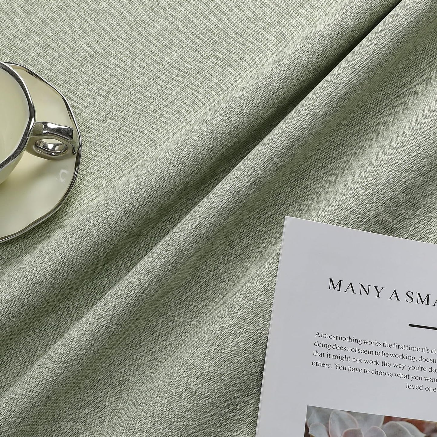 Joydeco Custom Blackout Curtains for Bedroom, Total Blackout Curtains Back Tab & Rod Pocket, Solid Thermal Insulated Window Drapes Luxury Decor for Living Room 1 Panel (Custom Size, Sage Green)