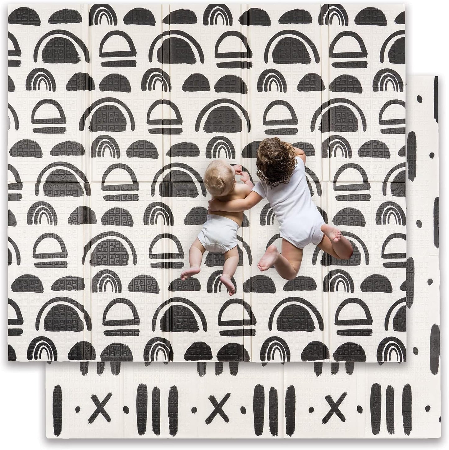 JumpOff Jo - Extra Large Waterproof Foam Padded Play Mat for Infants, Babies, Toddlers, Play Pens & Tummy Time, Foldable Activity Mat, 77 x 70 x 0.6 inches