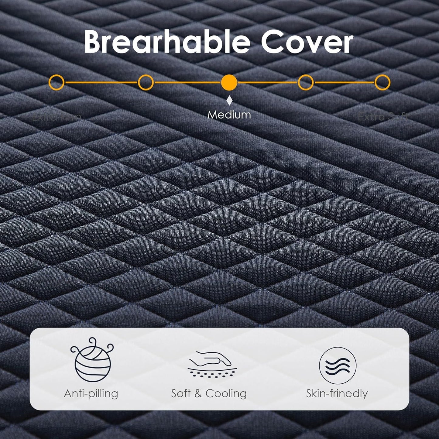 12 Inch Gel-Infused Memory Foam Mattress Queen Size,Medium Soft with Removable Washable Cover Cooling Gel Bed in a Box,CertiPUR-US Certified,60"X80"X12" Navy Blue