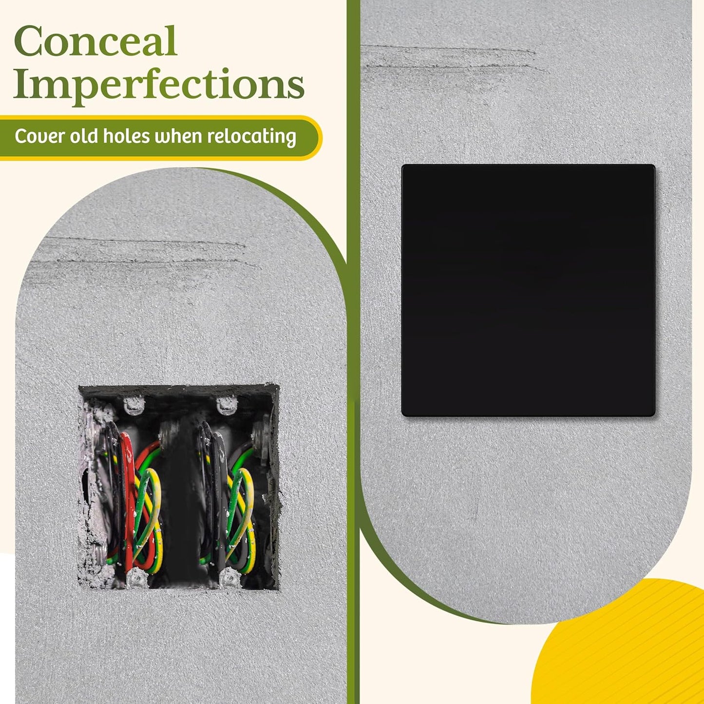 TG Screwless Double Blank Wall Plate, Child Safe Blank Device Outlet Cover, Mid-Size 2-Gang 4.88" H x 4.92" L, Polycarbonate Thermoplastic, UL Listed, SP-MB2-BK, Black (1 Pack)