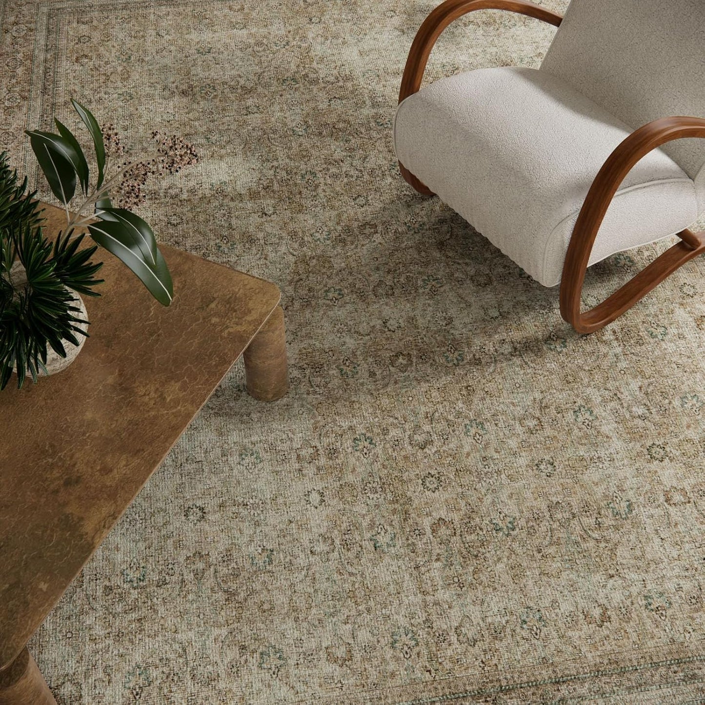 Washable Area Rugs for Living Room: 6x9 Bedroom Rug Boho Vintage Rugs Stain Resistant Non Slip Low Pile Lightweight Soft Carpets for Dining Room Kitchen Nursery Kids Room Farmhouse Living Room