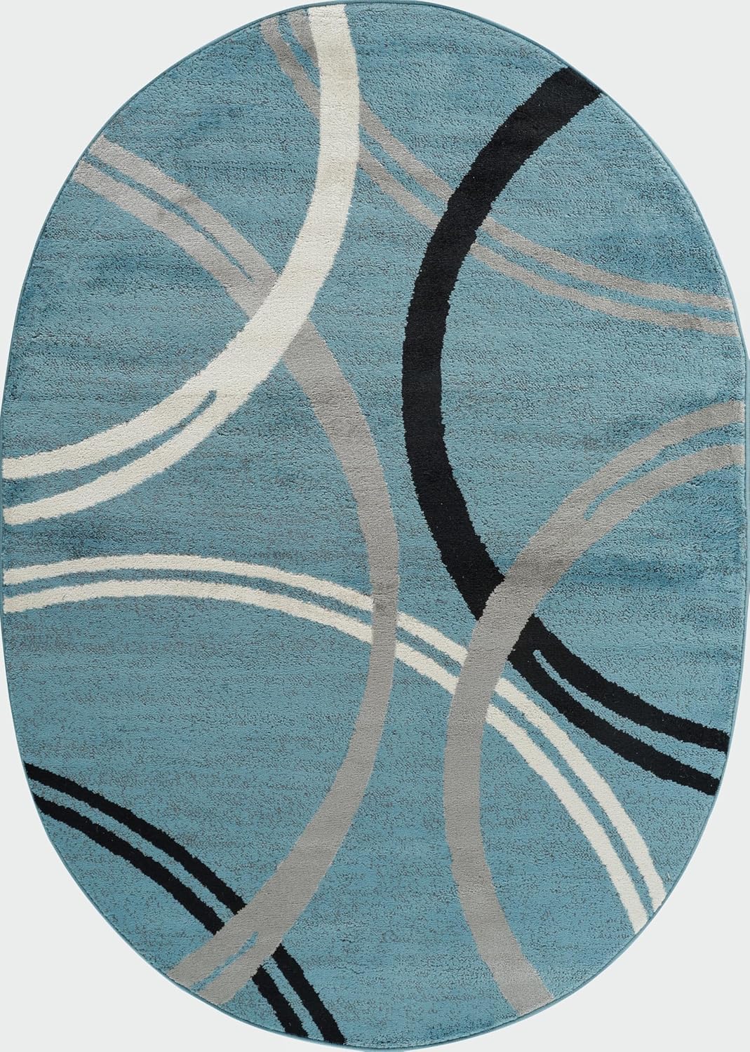 Rugshop Modern Wavy Circles Design Oval Area Rug 5' x 7' Blue