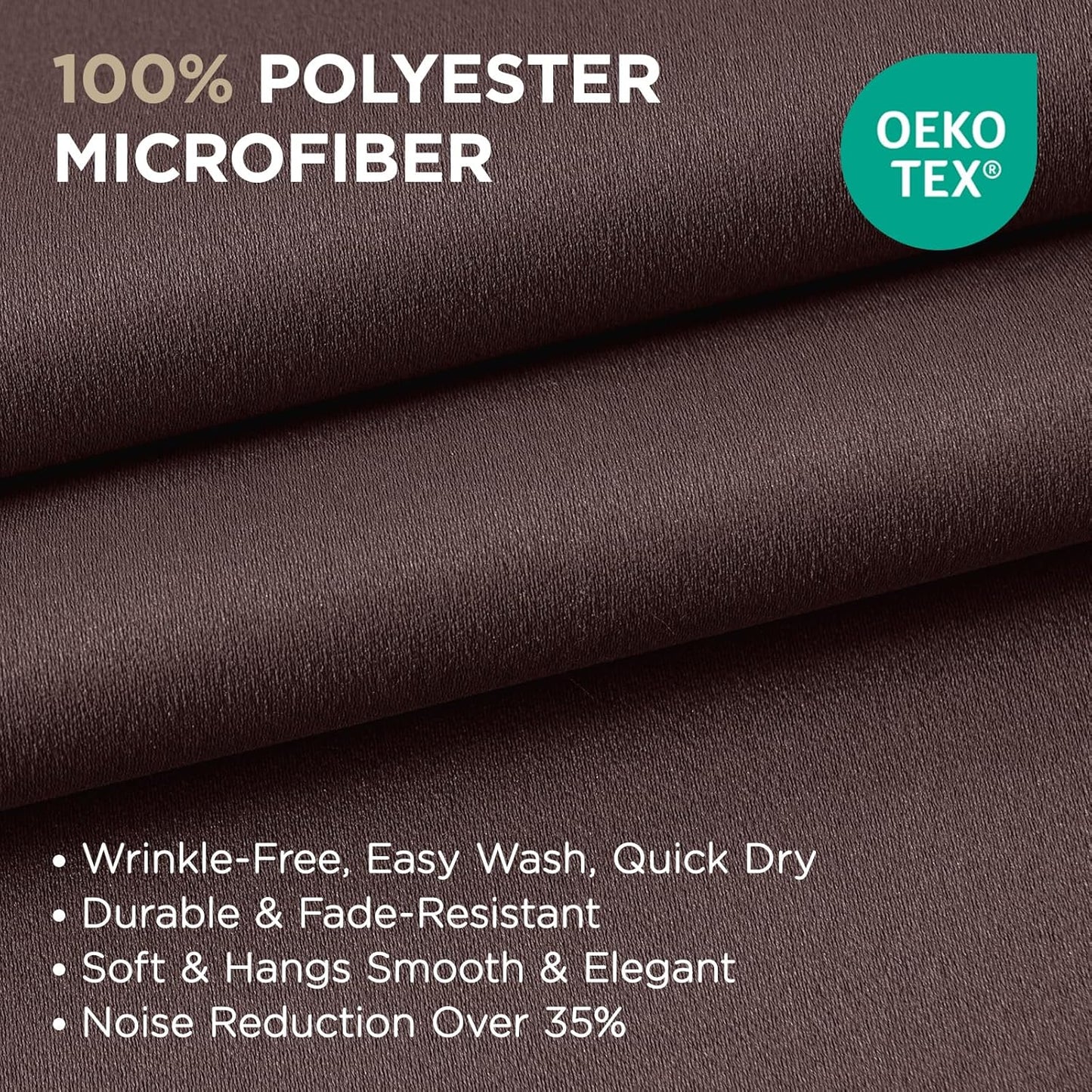 Joydeco Blackout Curtains 63 Inch Length 2 Panels Set, Thermal Insulated Long Curtains& Drapes 2 Burg, Room Darkening Grommet Drapes for Living Room Bedroom Window (W52 x L63 Inch, Chocolate)