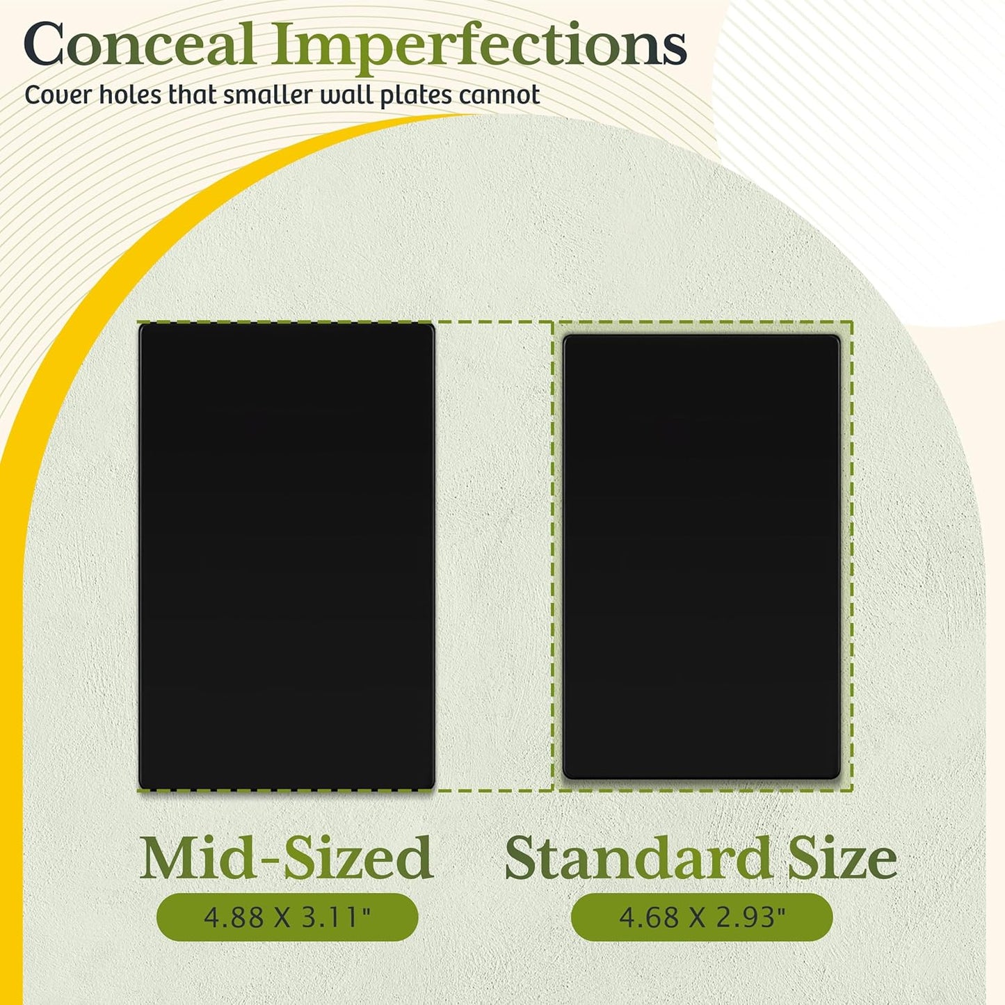 TG Mid-Size Screwless Blank Wall Plate, Child Safe Blank Device Outlet Cover, Medium Size 1-Gang 4.88" H x 3.11" L, Polycarbonate Thermoplastic, UL Listed, SP-MB1-BK, Black (1 Pack)