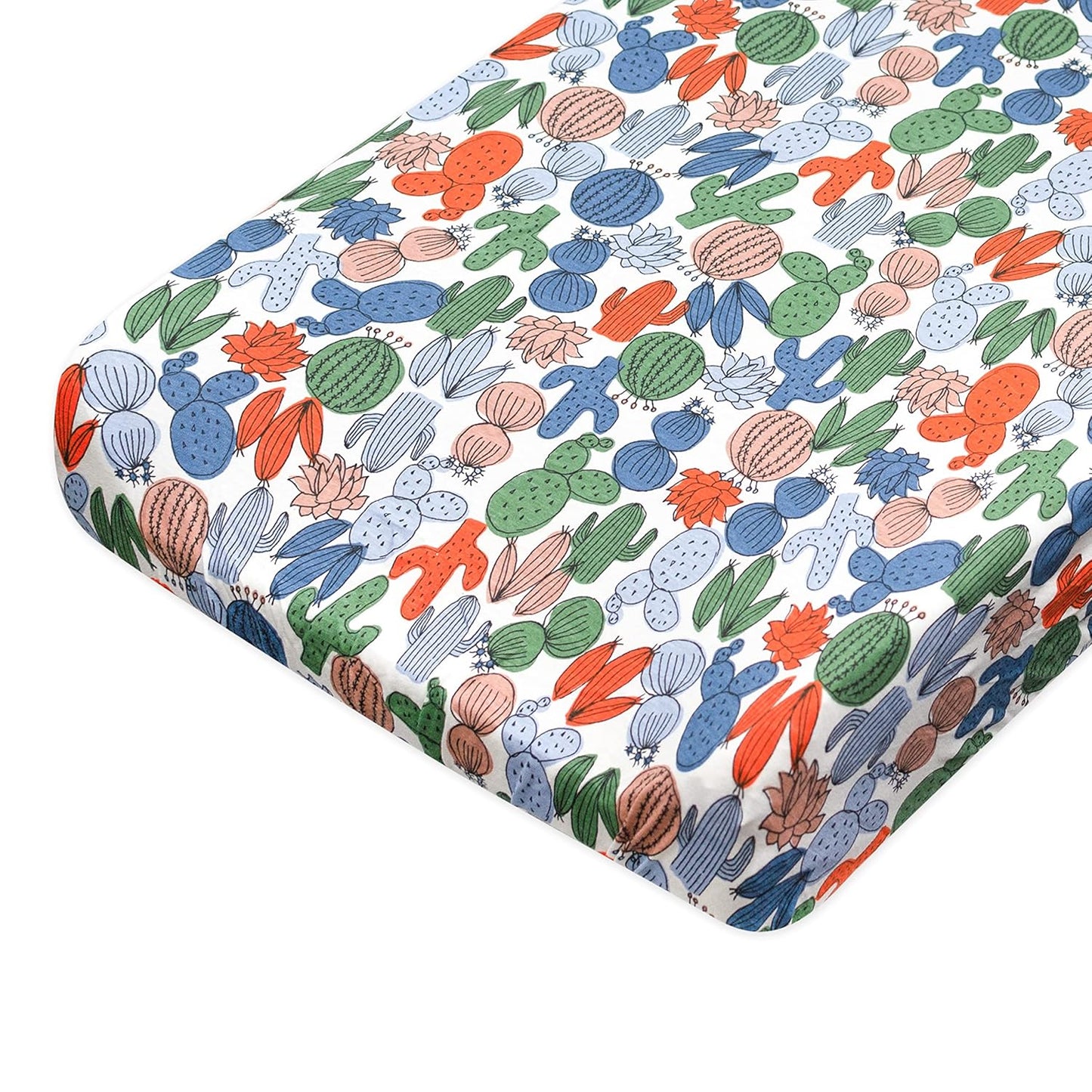 HonestBaby Boys Organic Cotton Changing Pad Cover, Cactus, One Size