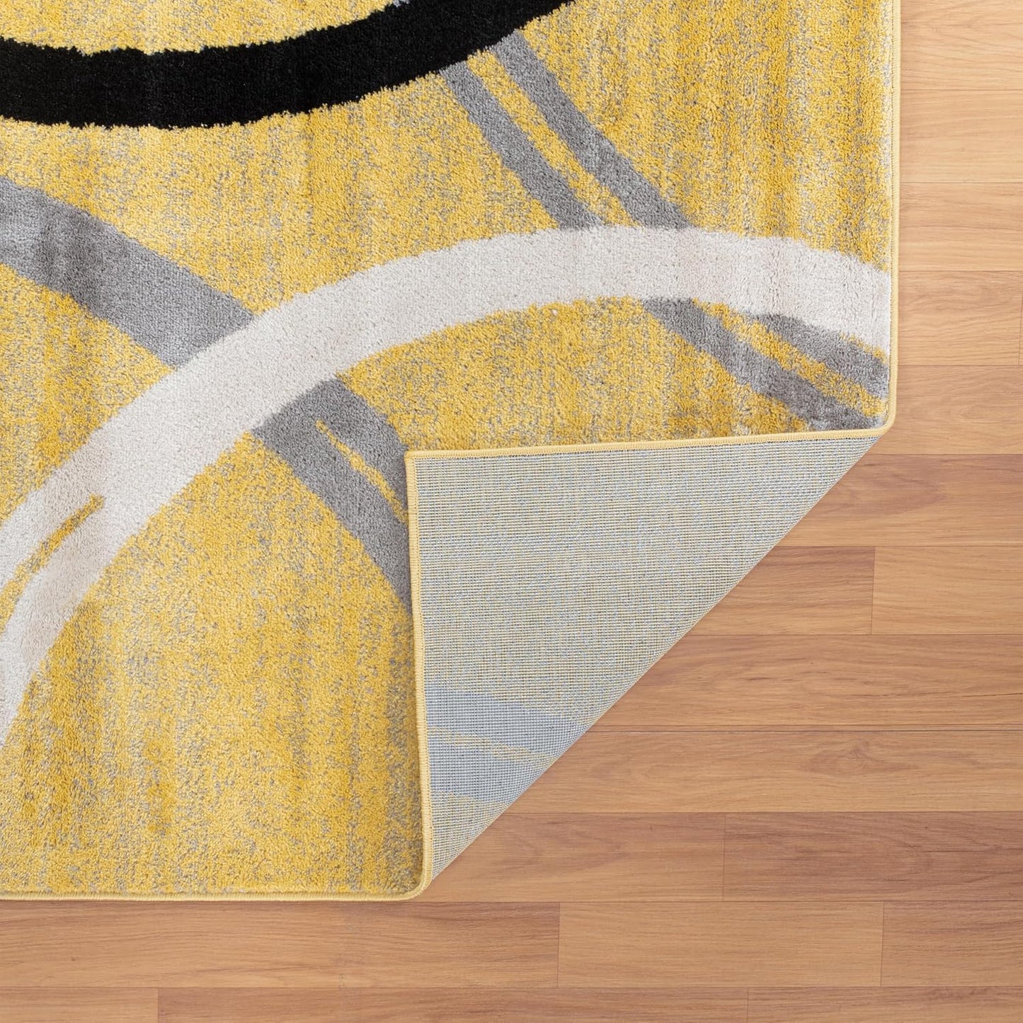 Rugshop Modern Wavy Circles Design Round Rug 6' 6" (6' 6" Diameter) Yellow