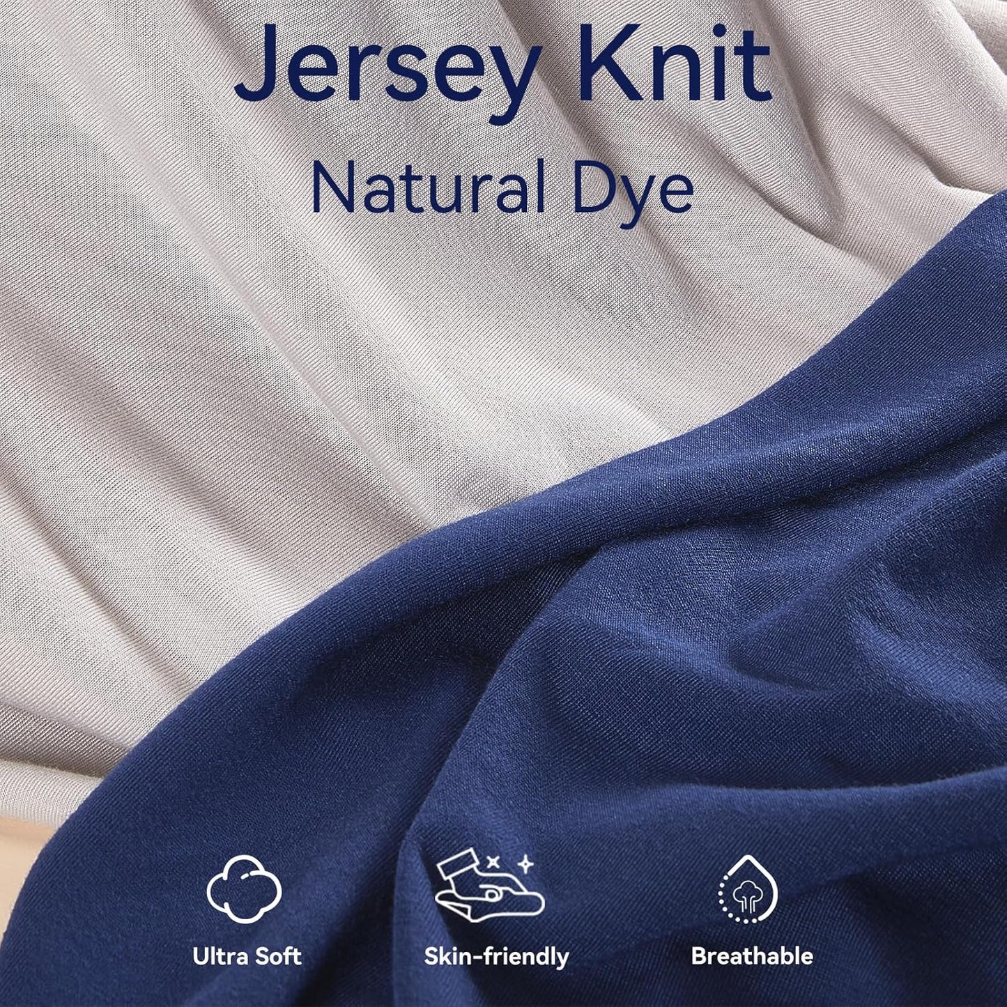 TILLYOU Changing Pad Cover Set in Soft Jersey Material - Fits 32"/34''x16 Contoured Pad for Babies, Navy Blue & Lt Gray