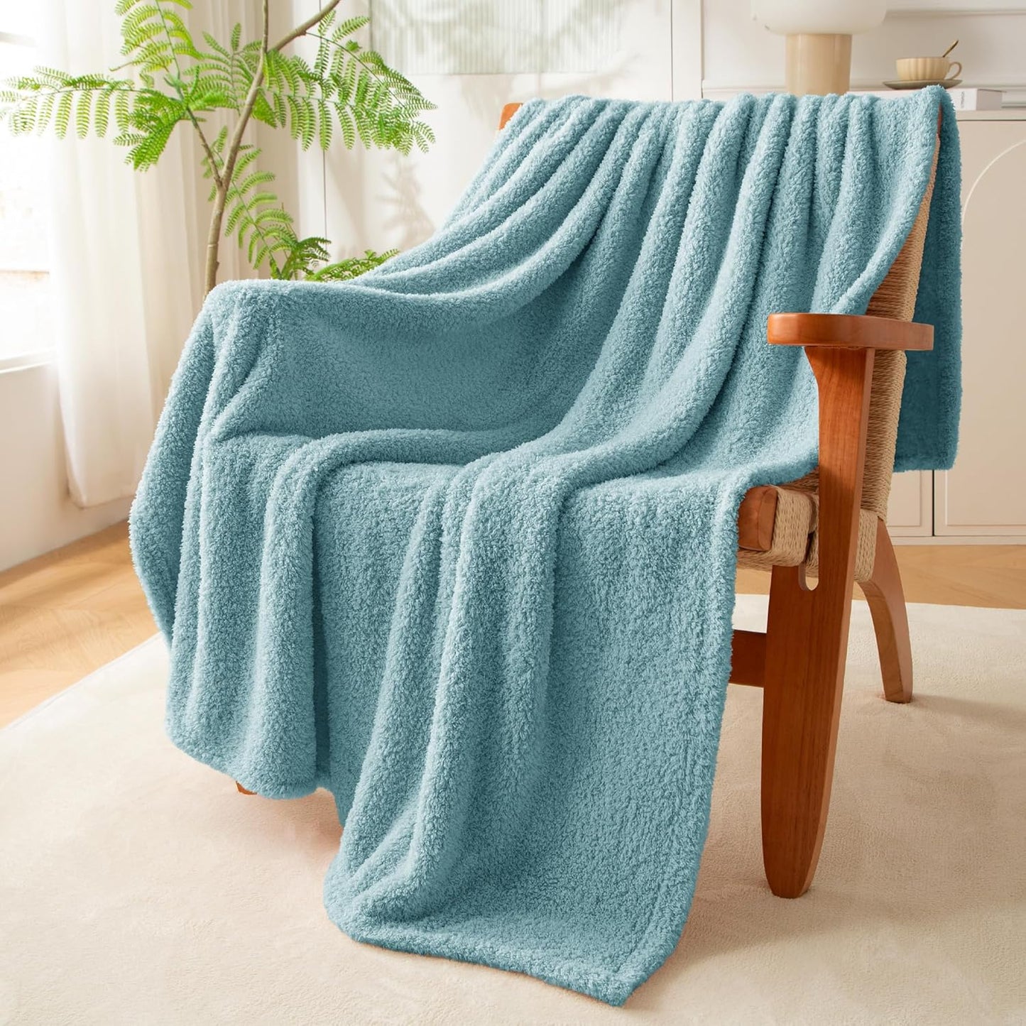 Exclusivo Mezcla Fleece Throw Blanket for Couch Sofa, Soft Warm and Fluffy Blankets for Women Men Girls Kids, Suitable for All Seasons, Slate Blue, 50x60 Inches