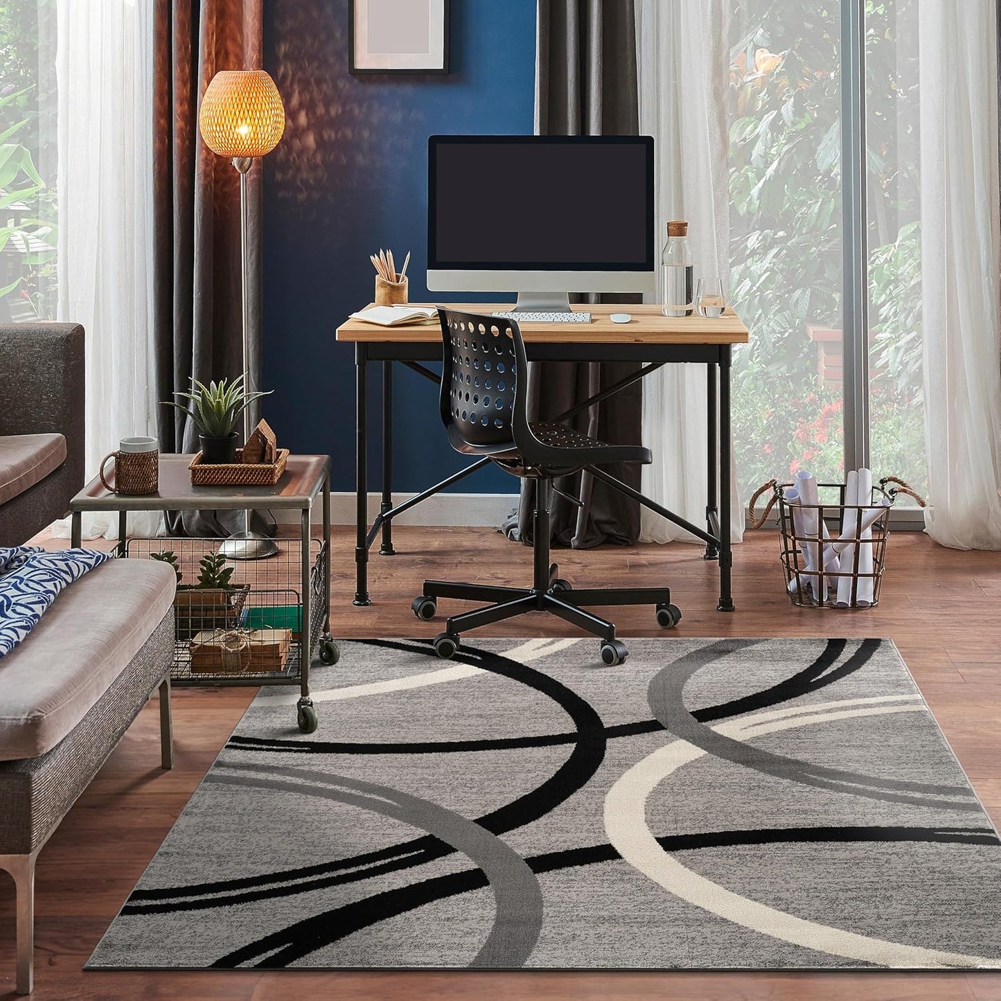 Rugshop Modern Wavy Circles Design Square Area Rug 6'6" x 6'6" Gray