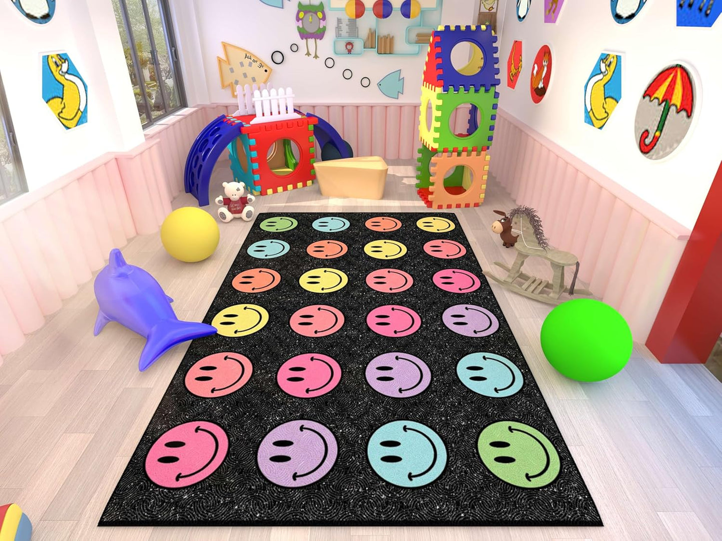 OLEEK Large Classroom Rug Elementary 8x10 - Classroom Rugs for Kids Room - Classroom Carpet Elementary - Kids playroom Rug 8 x 10 - Preschool Rugs for Classroom - Schoolgirl Style Classroom Decor