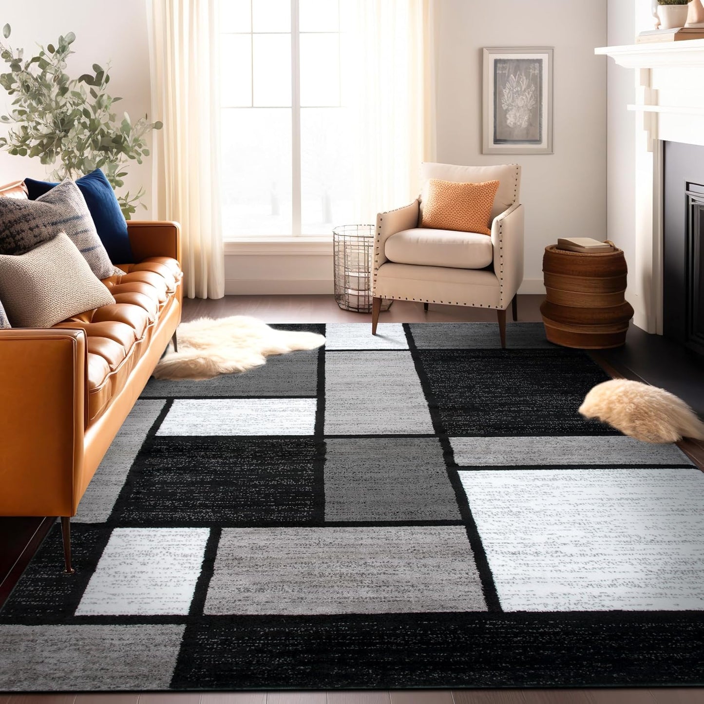 Rugshop Contemporary Modern Boxes for Home Office,Living Room,Bedroom,Kitchen Non Shedding Area Rug 12' x 15' Gray