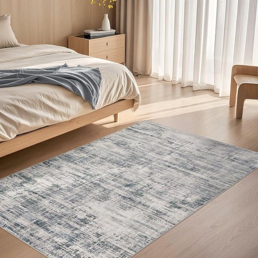 Area Rug for Living Room: 3x5 Washable Neutral Abstract Modern Soft Rugs Non Slip Indoor Floor Stain Resistant Carpet for Bedroom Dining Room Office Nursery - Gray