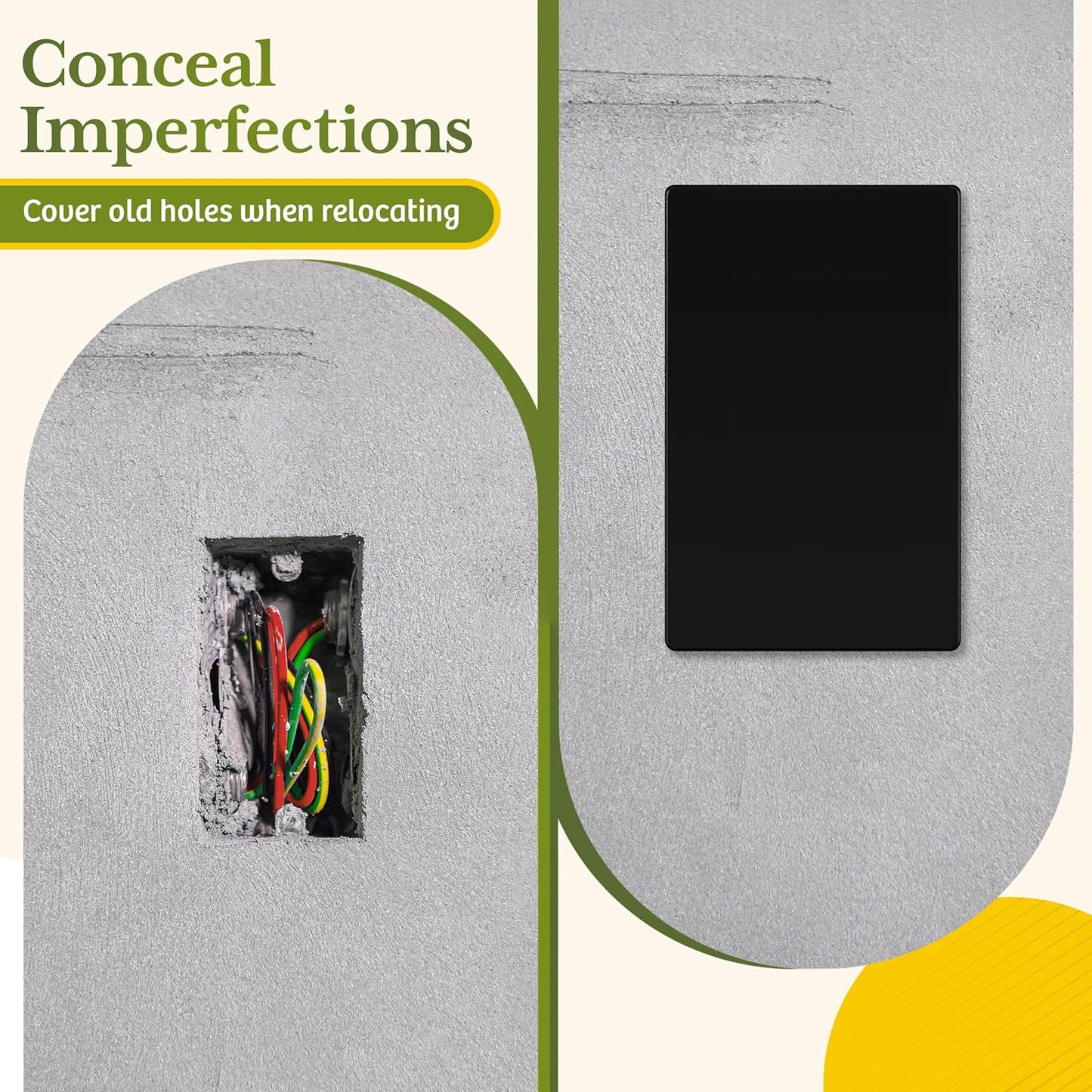 TG Mid-Size Screwless Blank Wall Plate, Child Safe Blank Device Outlet Cover, Medium Size 1-Gang 4.88" H x 3.11" L, Polycarbonate Thermoplastic, UL Listed, SP-MB1-BK5P, Black (5 Pack)