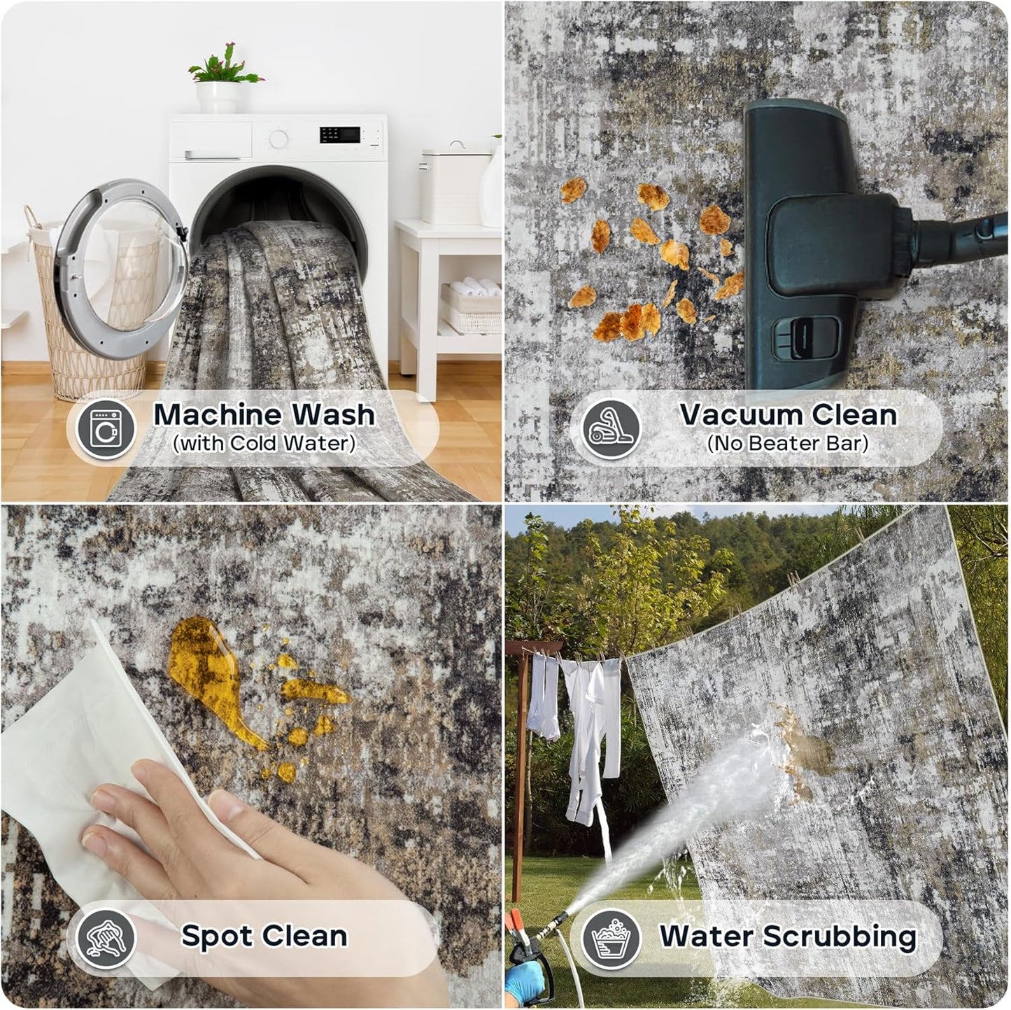 10x14 Area Rugs Large Living Room Rug Washable: Modern Abstract Rug Indoor Modern Carpet Non Slip for Dining Room Bedroom Nursery Home Office Black Gold