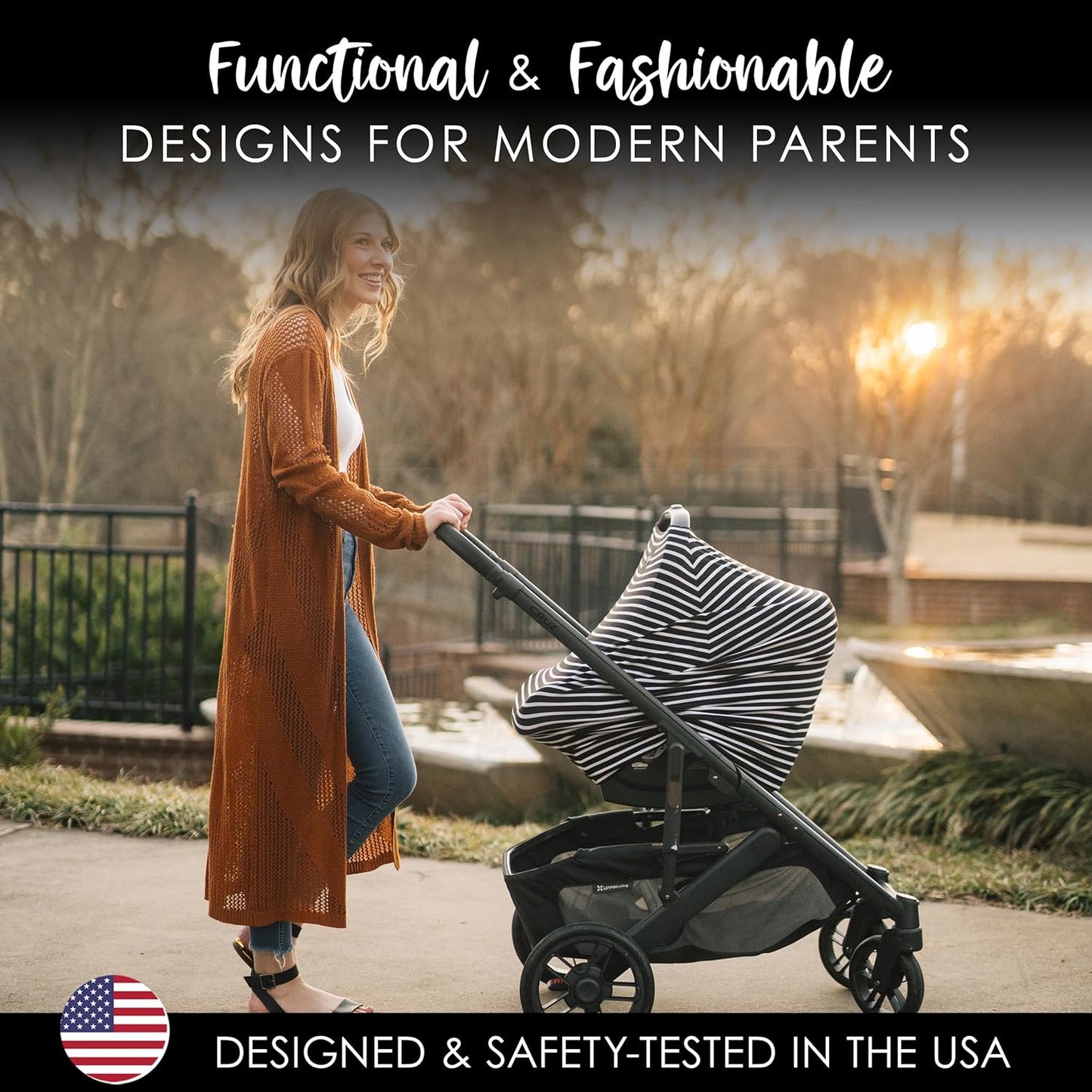 Milk Snob Original 5-in-1 Cover - Nursing Cover for Breastfeeding - Baby Car Seat Cover, Carseat Canopy & Stroller - Essential All-in-One Cover - Gift for Mom, Baby (Modern Stripe)