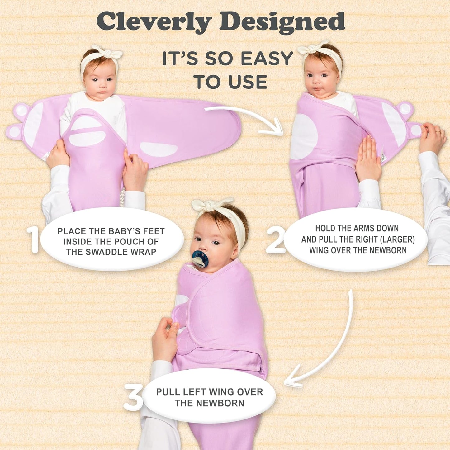 Bublo Baby Swaddles for Newborns – 4-Pack Infant Swaddles 0-3 Months – Adjustable Swaddle Sleep Sack with Zipper – Soft Organic Cotton Baby Wrap for Safe & Cozy Sleep