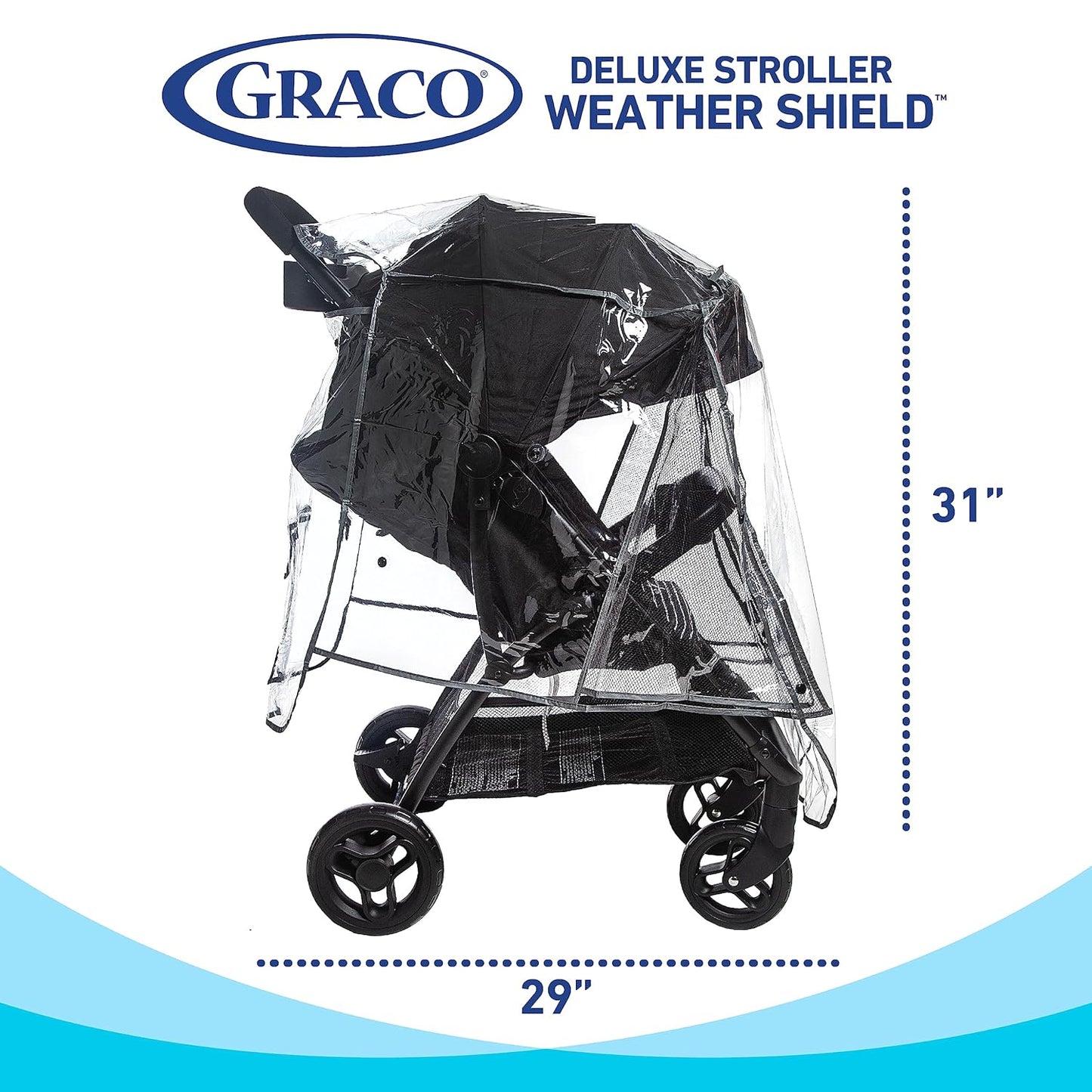 Graco Universal Baby Stroller Plastic Rain Cover & Weather Shield, Lightweight Waterproof Weathershield, Clear Vinyl Infant Car Seat Carriage Umbrella, Winter Snow Wind Protection Travel Accessories