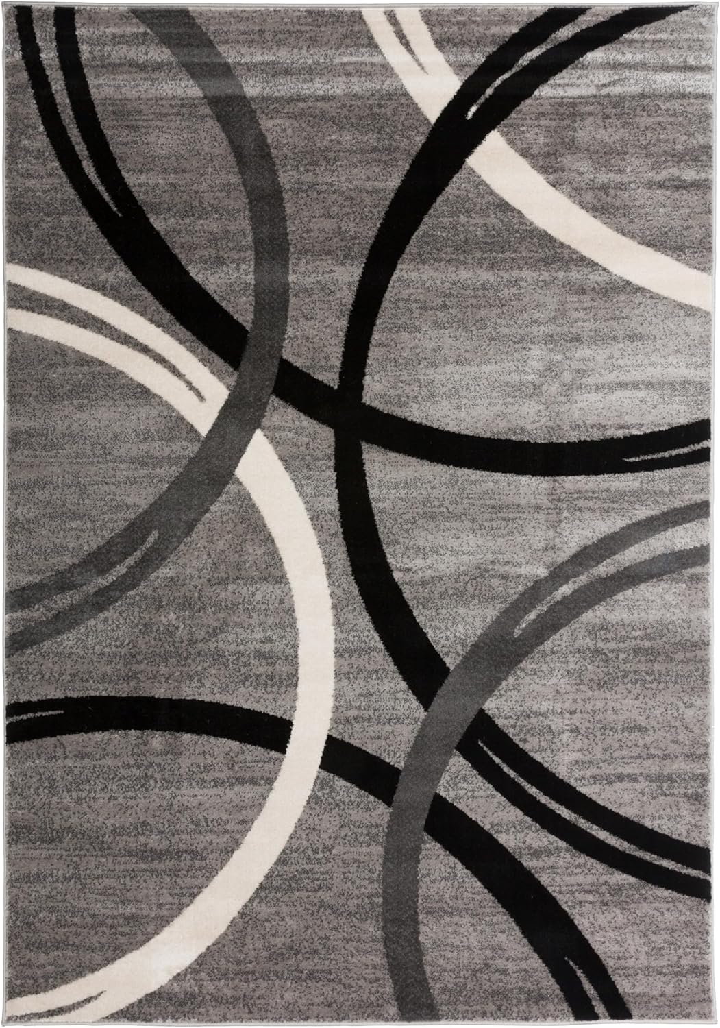 Rugshop Modern Wavy Circles Design Area Rug 4' x 6' Gray