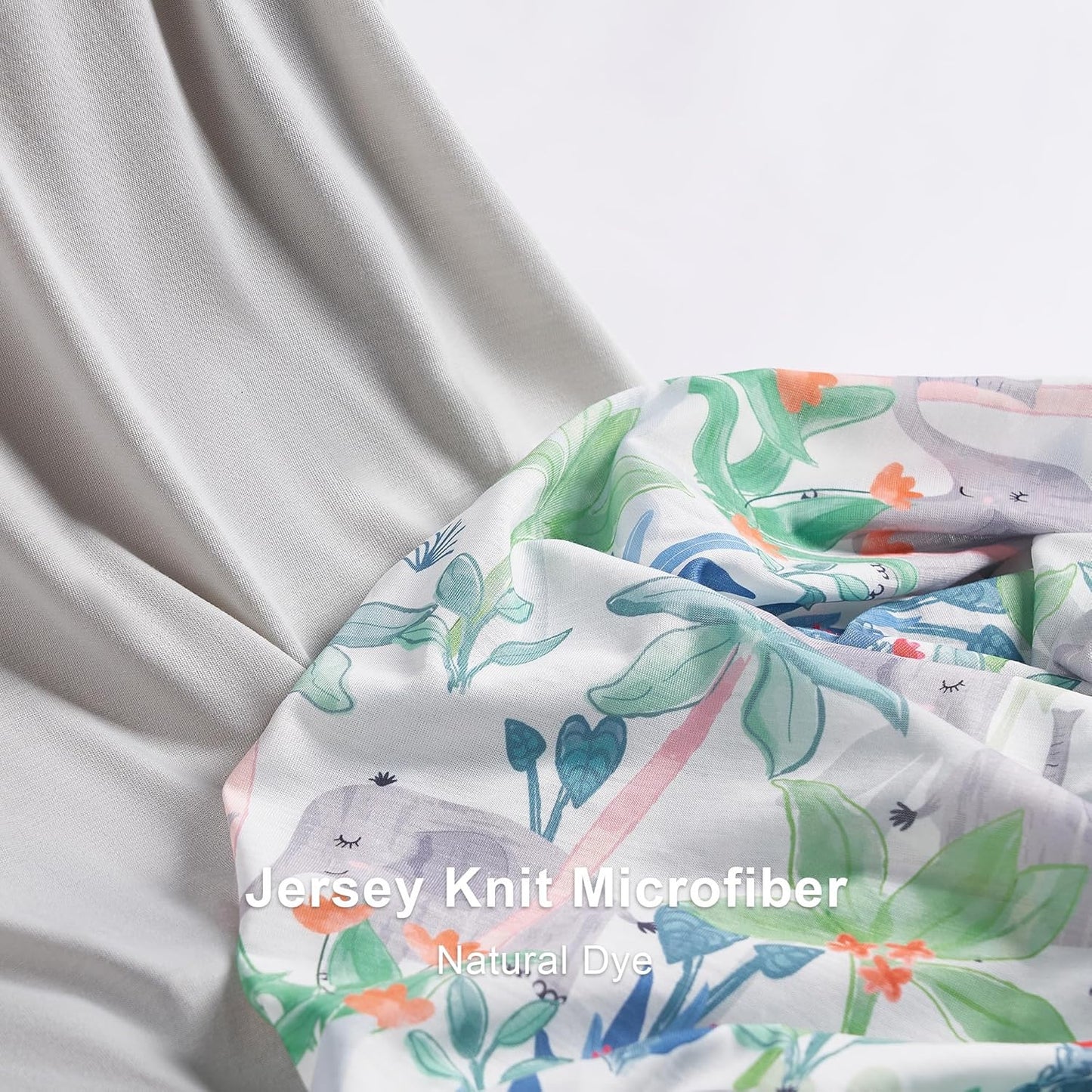 TILLYOU Baby Changing Pad Cover, Changing Table Cover for Girls Boys, Ultra Soft Breathable, 2 Pack Rainforest Elephant & Grey