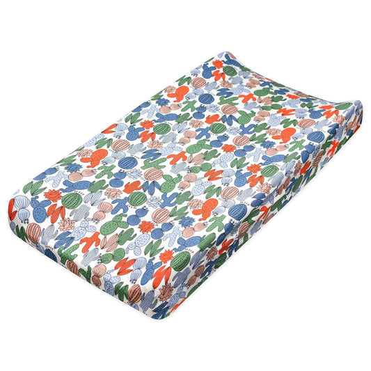 HonestBaby Boys Organic Cotton Changing Pad Cover, Cactus, One Size