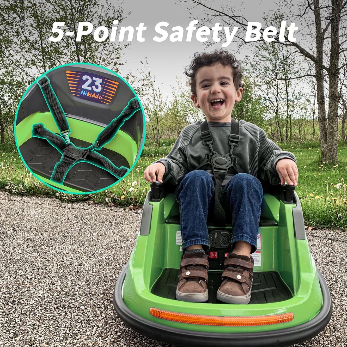 12V Kids Bumper Car, Electric Baby Bumper Car for Toddlers with Remote Control, 3 Speeds - Green