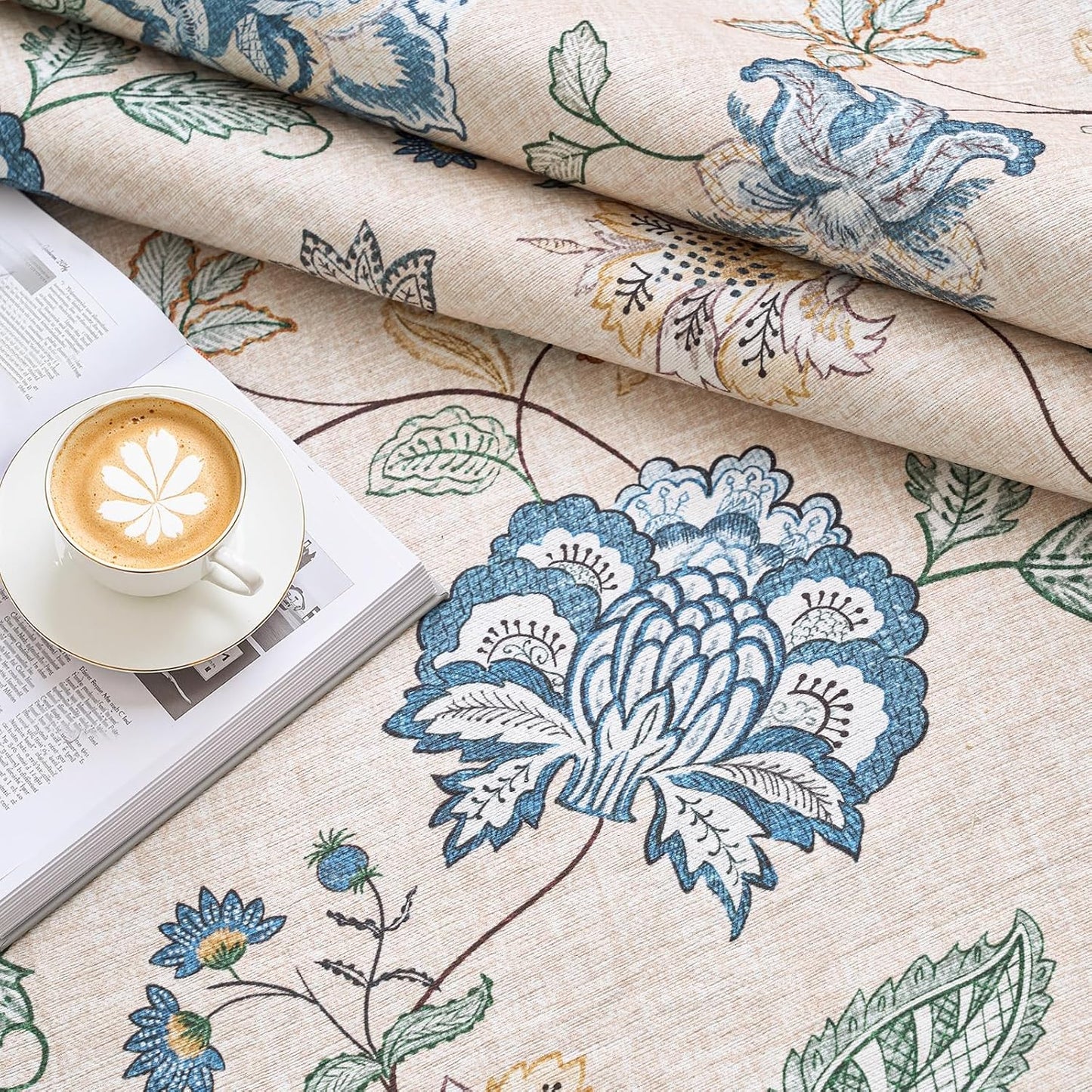 jinchan 3x10 Floral Runner Rug for Hallway Washable Kitchen Runner Vintage Romance Design Non Slip Thin Indoor Floor Cover Low-Profile Throw Carpet for Entryway Bathroom Bedroom Porch, Blue/Beige