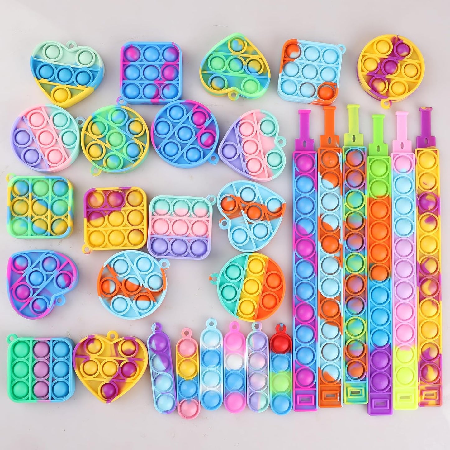 LIAM&AVA Party Favors, 30 Pcs Pop Fidget Toys Keychain Its for Kids Adults, Mini Push Bubble Pops Bulk Sensory Toys, Birthday Gifts Classroom Prizes for Boys Girls Goodie Bag Treasure Chest Box