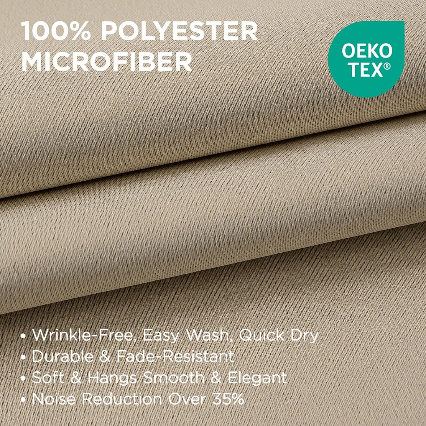 Joydeco Blackout Curtains 108 Inch Length 2 Panels Set, Thermal Insulated Long Curtains& Drapes 2 Burg, Room Darkening Grommet Drapes for Living Room Bedroom Window (W52 x L108 Inch, Light Beige)