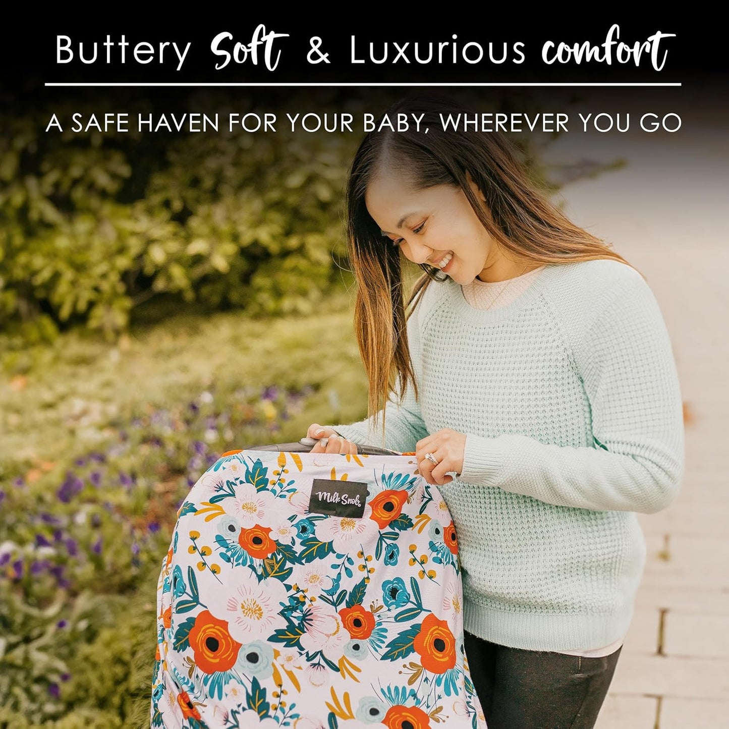 Milk Snob Original 5-in-1 Cover - Nursing Cover for Breastfeeding - Baby Car Seat Cover, Carseat Canopy & Stroller - Essential All-in-One Cover - Gift for Mom, Baby (Magnolia)