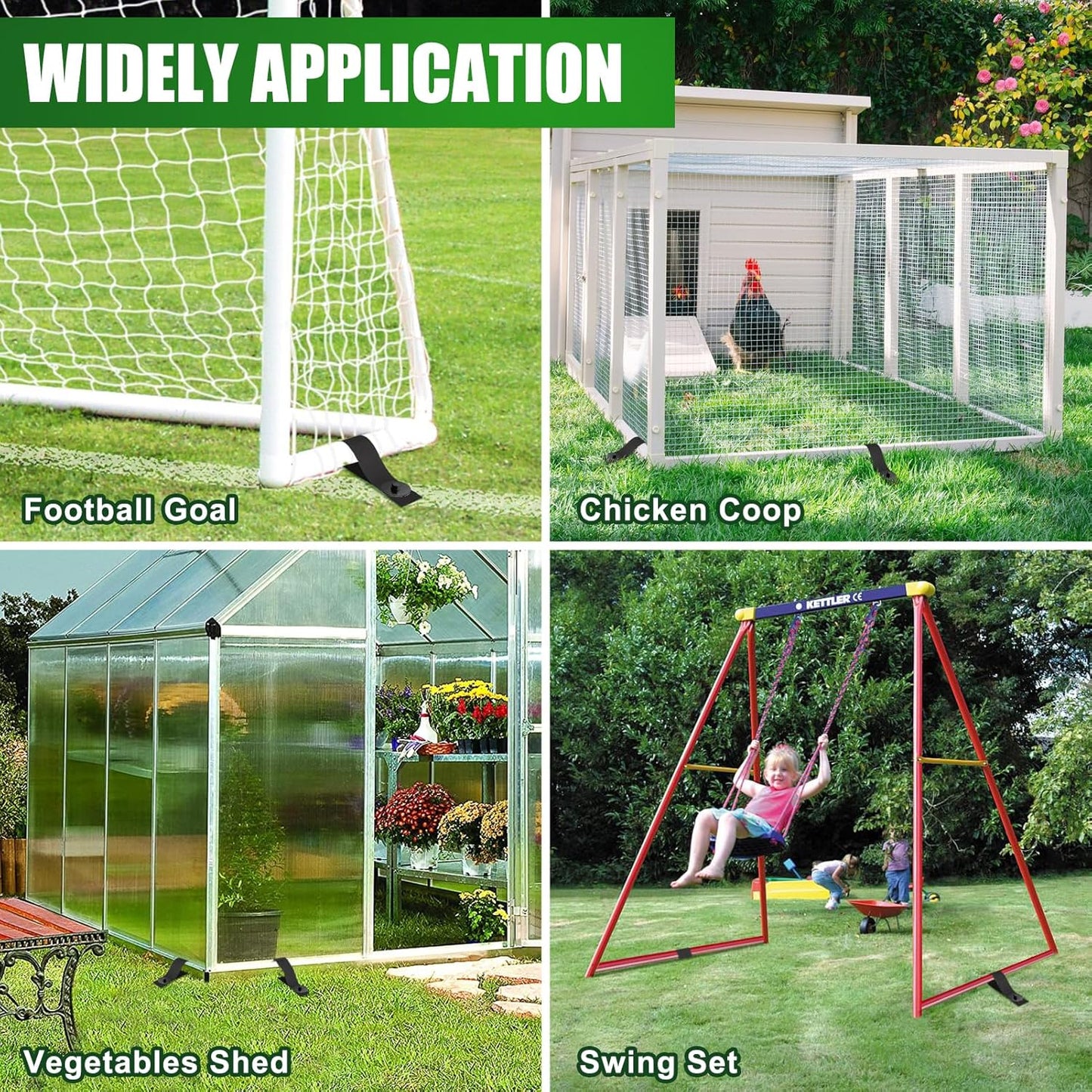 Eurmax USA Ground Anchors Screw in Trampoline Anchors High Wind Tent Stakes Heavy Duty Ground Stakes Trampoline Stakes Anchor Kit Set of 4 Bonus 4 Strong Belt (Black)