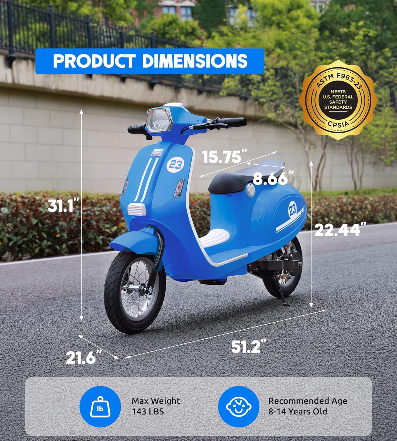 Kids Motorcycle, 2 Wheel Electric Motorcycle for Boys Ages 8-14, 24V Ride on Toys with Music, Story, Headlight, 3 Speed Options, Up to 60min Ride Time, for Riders up to 143 lbs, Easy Assemble