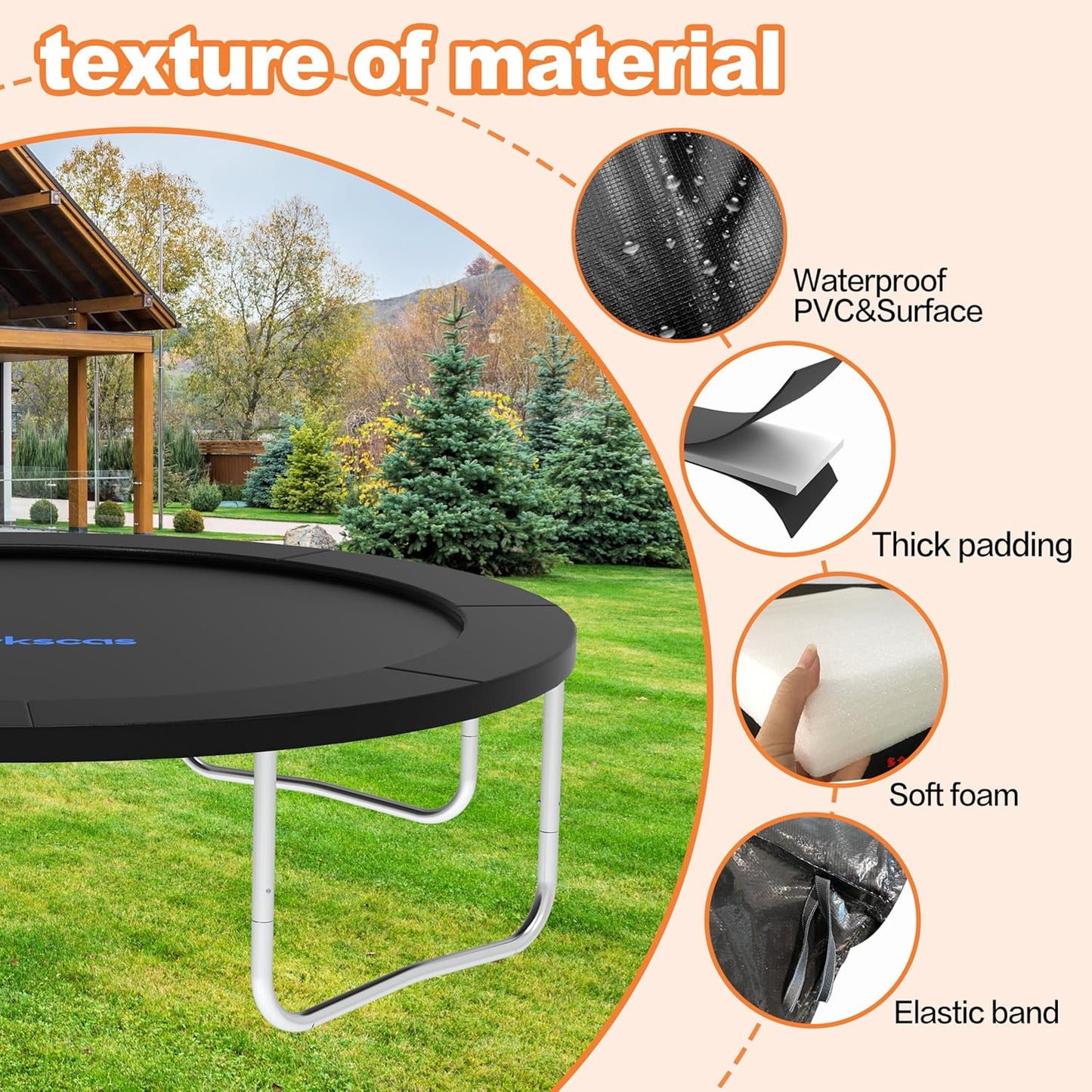 Trampoline Pad 10ft 12ft 14ft 15ft 16ft Trampoline Replacement Safety Pad, Waterproof and Tear-Resistant Safety Spring Cover Round Frame Pad, Trampoline Pad Replacement