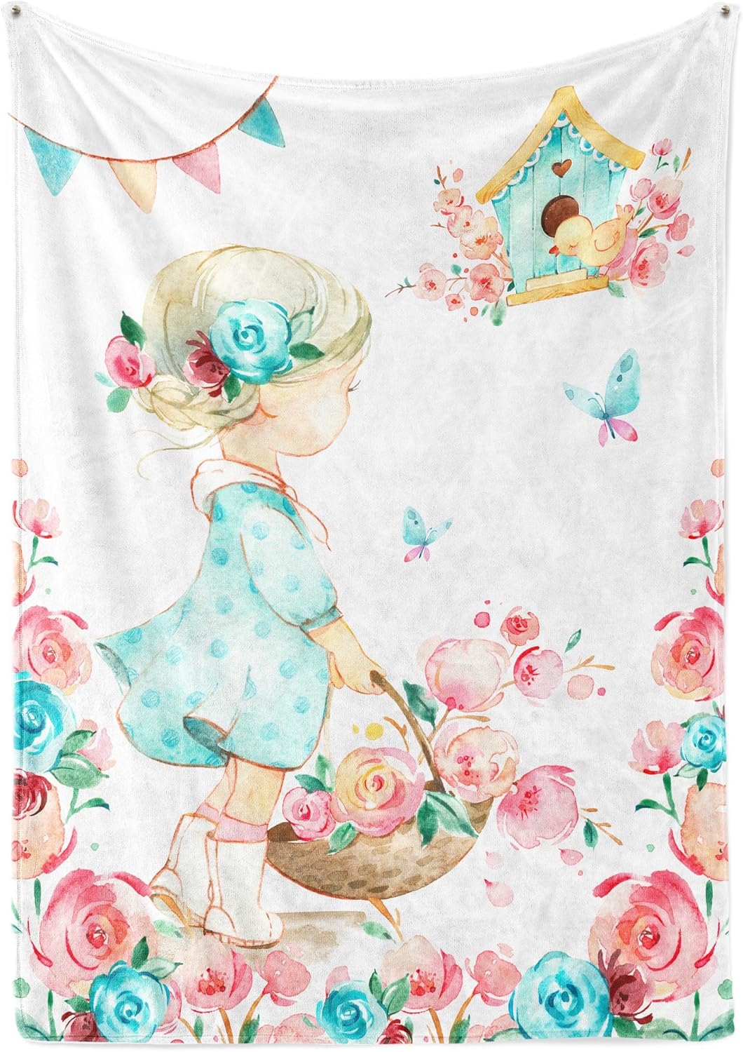 UNIQUE Floral Ultra Soft Fleece Baby Blanket 30x40in, Girl Crib Blanket, Girl