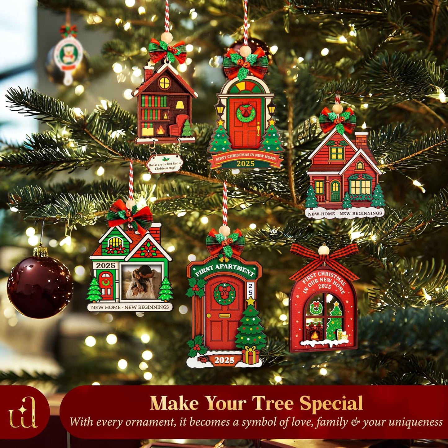 My First Apartment Christmas Ornament 2025 - First Year in New Apartment Ornament 2025, Door Ornaments for Christmas Tree Decorations, Unique Keepsake Gifts First Apartments Essentials