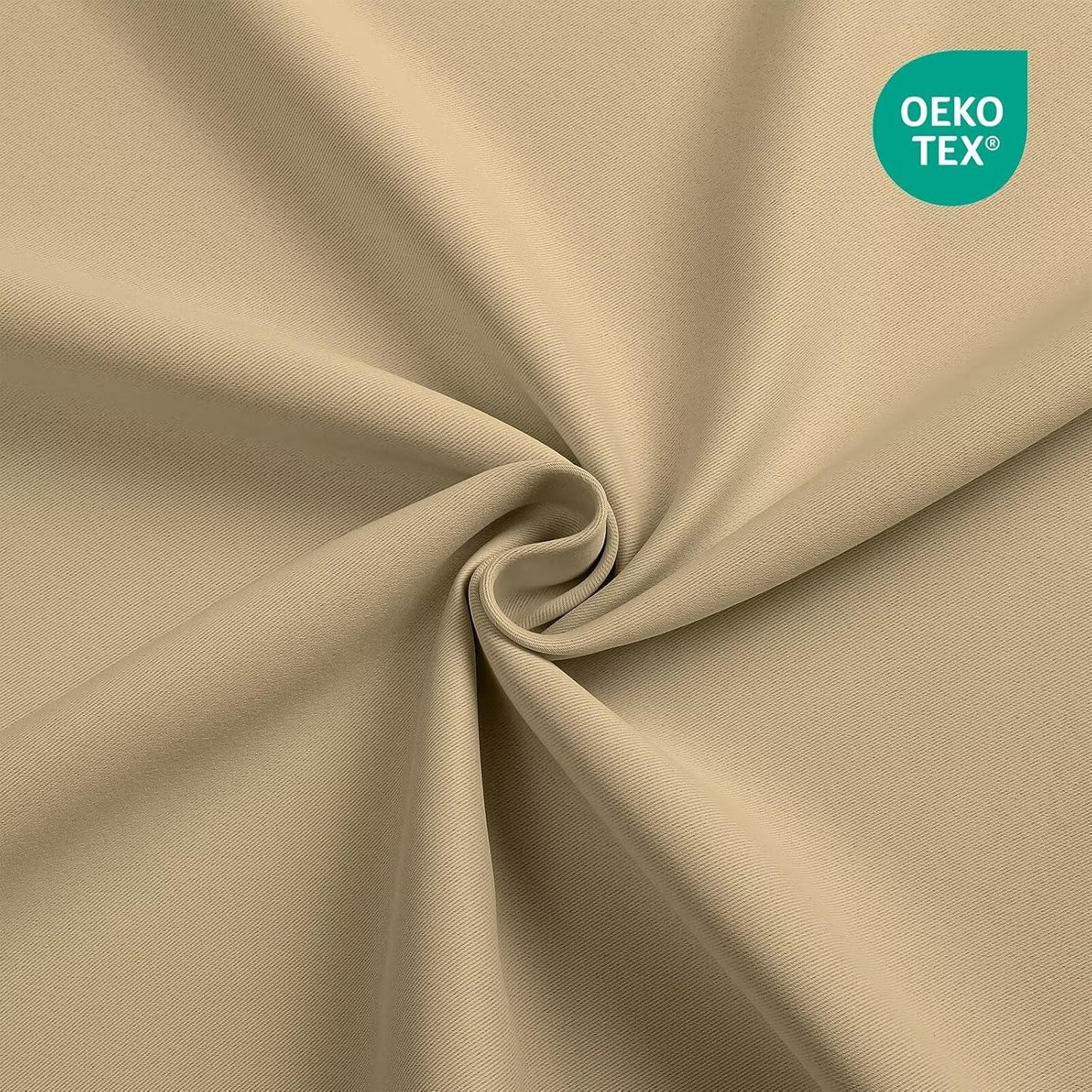 Joydeco 90 Inch Blackout Curtains for Bedroom, Thermal Insulated Black Out Curtains 2 Panels Se, Room Darkening Drapes for Living Room Window Rod Pocket Back Tab (W52 x L90 Inch, Beige)