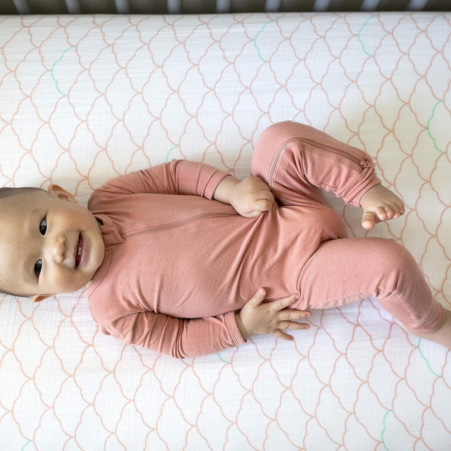 Newton Baby Mini Crib Fitted Sheets (2-Pack) | Organic Muslin Cotton, Ultra Breathable & Soft Baby Sheets, Washable Baby Mattress Sheets, Fits Any Mini Sized Crib 24" x 38", Dreamweaver Coral + White