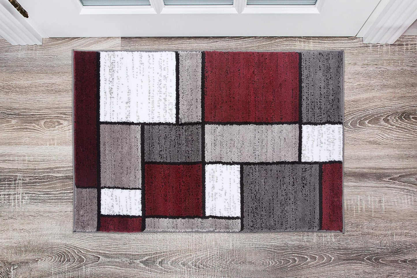 Rugshop Contemporary Modern Boxes Area Rug 2' x 3' Red