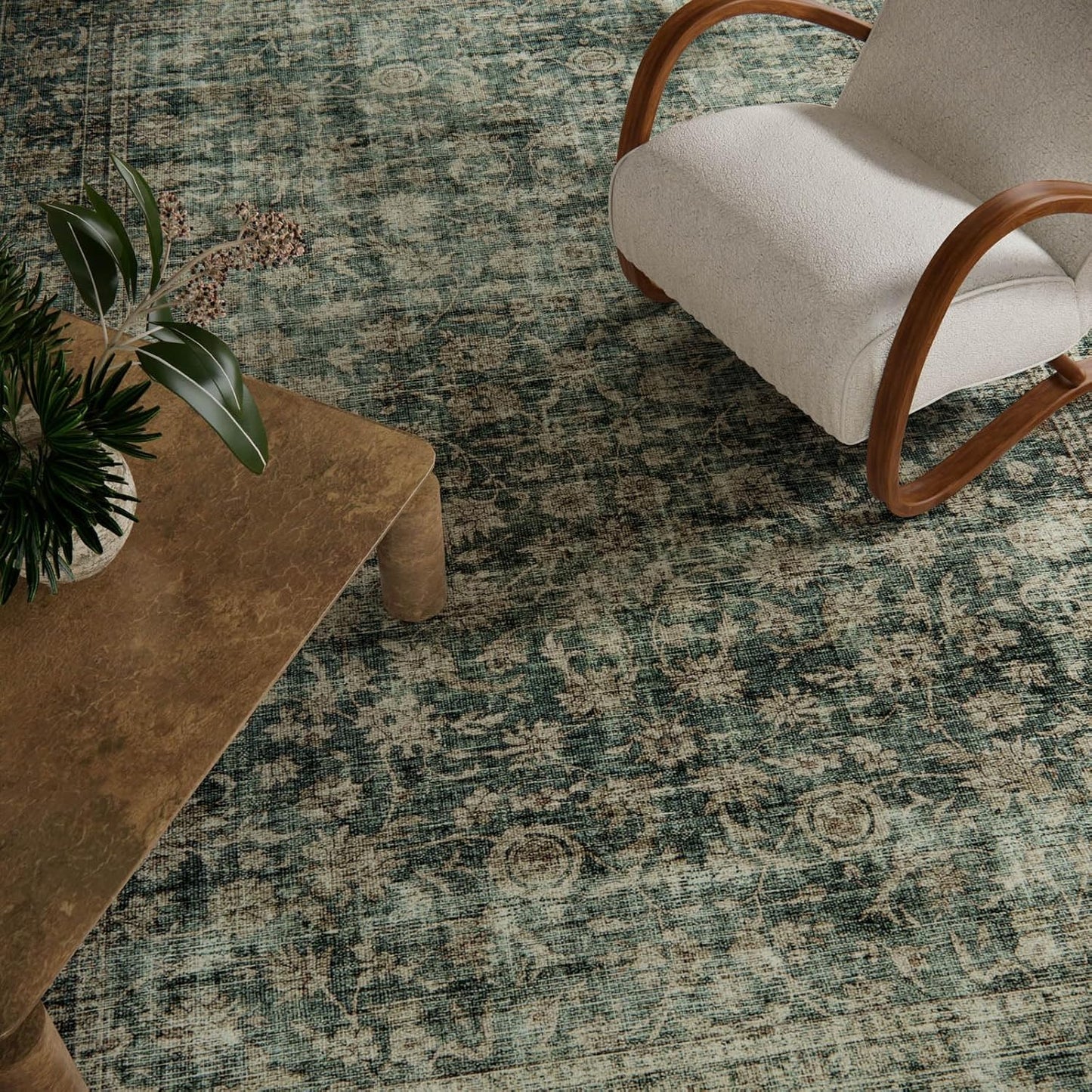 Washable Living Room Area Rug: 9x12 Rugs for Bedroom Vintage Stain Resistant Non Slip Low Pile Large Boho Carpet for Kitchen Dining Room Farmhouse Kids Room Nursery