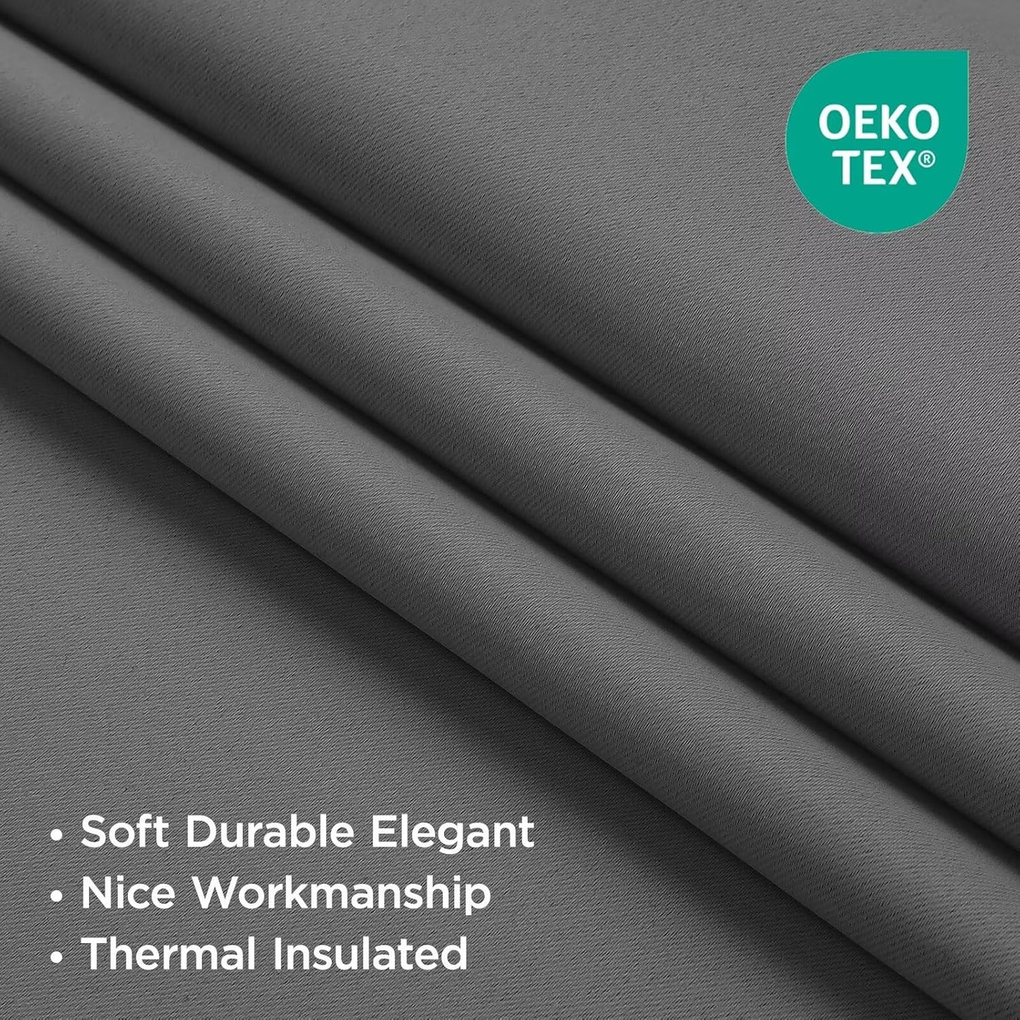 Joydeco Blackout Curtains 84 Inch Length 2 Panels Set, Thermal Insulated Black Out Curtains for Bedroom, Room Darkening Drapes for Living Room Window (W52 x L84 Inch, Light Grey)