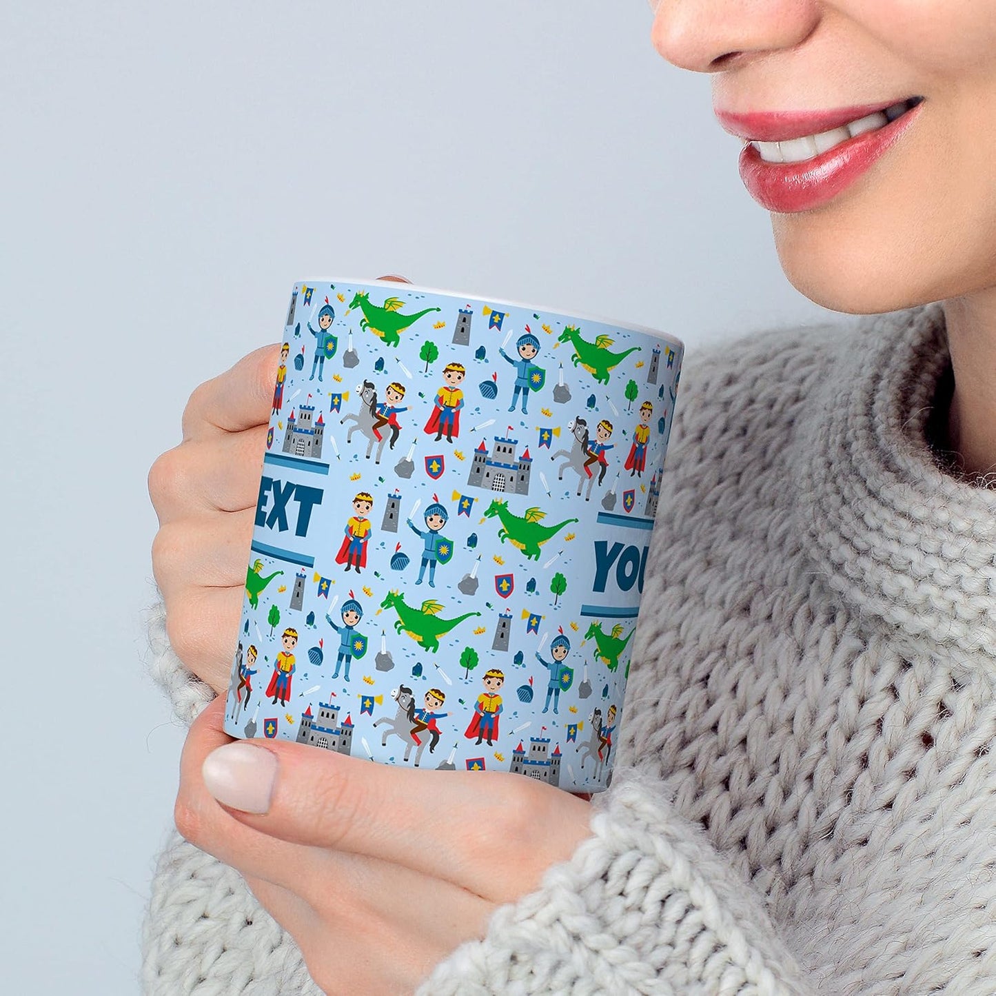 Personalized Mug for Kids - Princes - Custom Name/Text, Ceramic Hot Chocolate/Cocoa/Coffee Cup for Boys, Birthday/Christmas/Holiday Gift - 11 oz, White Handle