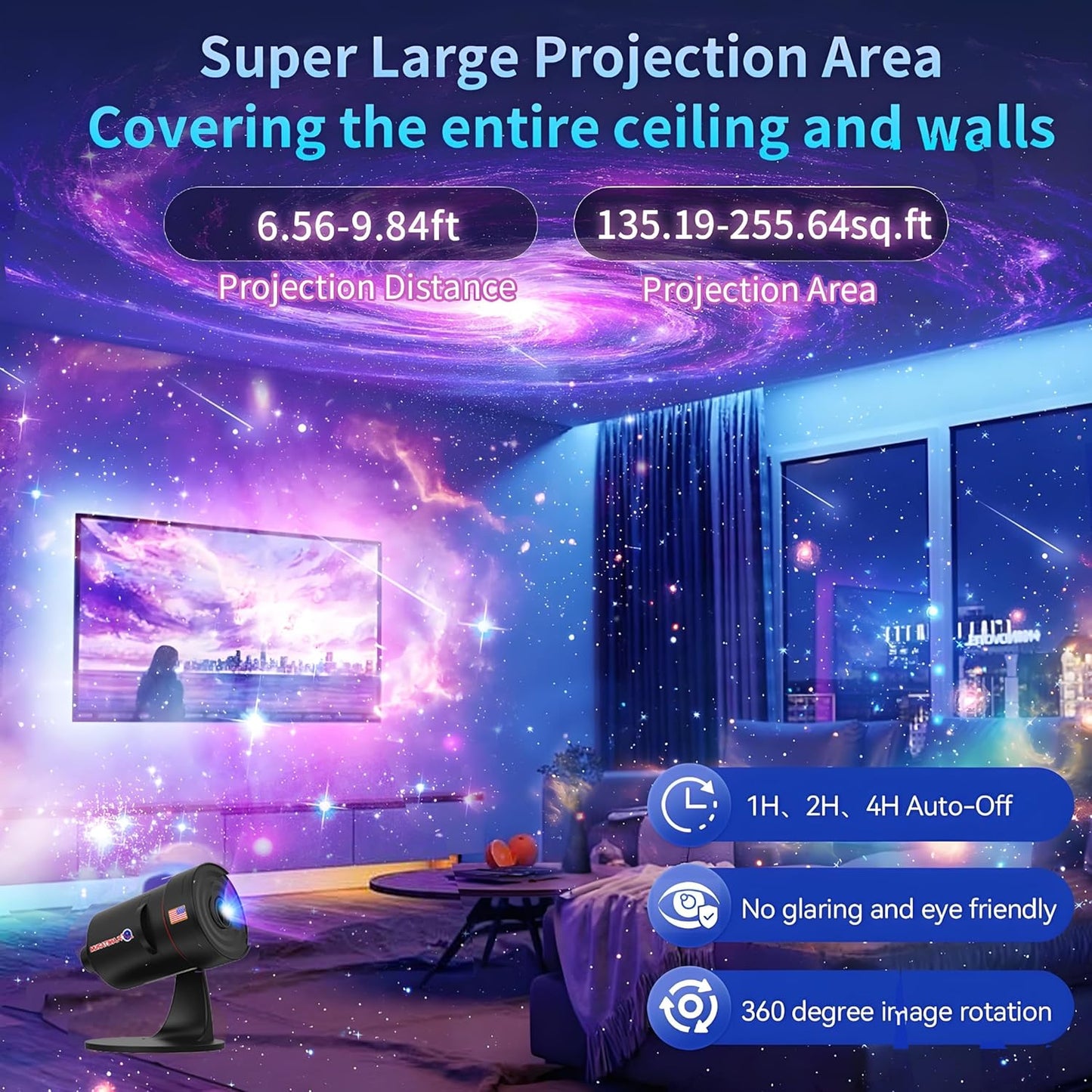 [2025 8th Gen] Star Projector, Galaxy Projector for Bedroom Night Light with Timer, Mood Lighting, Solar System Realistic Space Planetarium Projector Moon Lamp, Room Decor for Ceiling Kids Adults