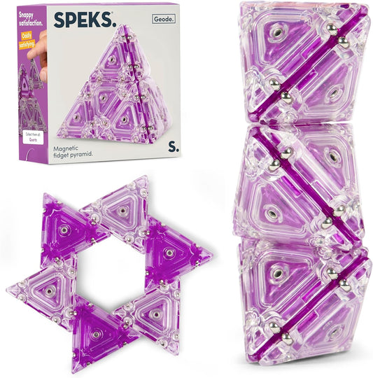 Speks Geode Pyramid 12-Piece Building Set - Quartz - Fun Desk Toy for Adults