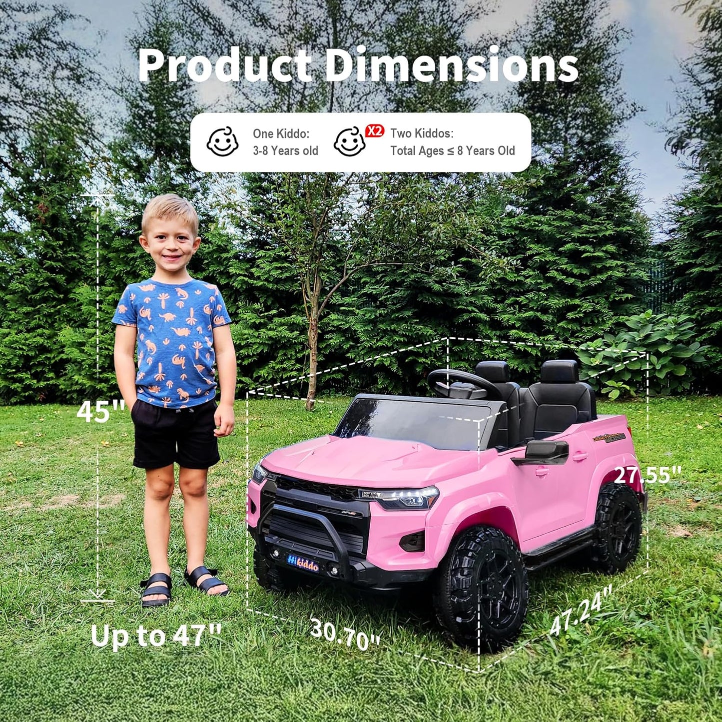 24V 10Ah Ride on Toy for Big Kids, 4WD 2 Seater Electric SUV Kids Car to Drive w/Remote Control, 4x200W Motors - Pink
