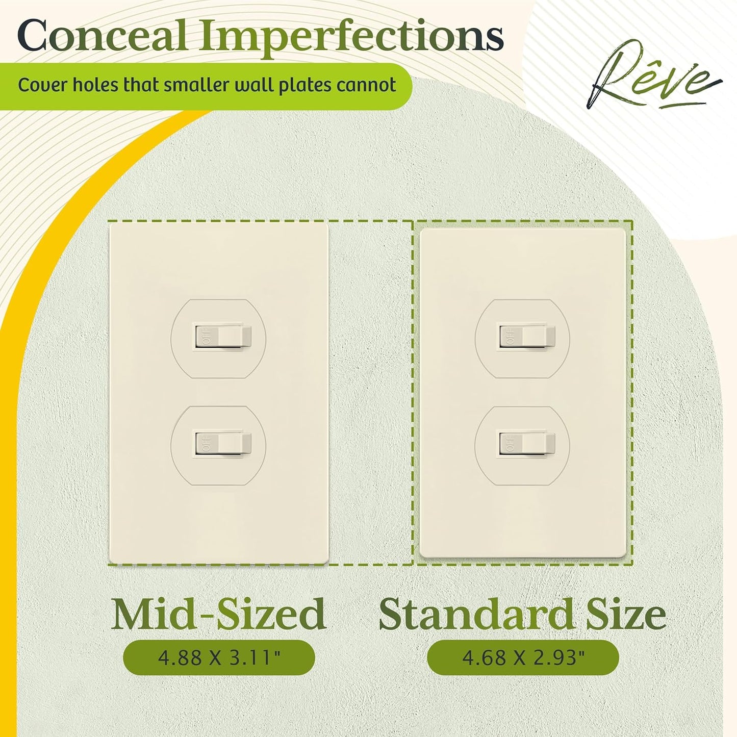 TG Mid-Size Screwless Duplex Wall Plate, Child Safe Receptacle Outlet Cover, Medium Size 1-Gang 4.88" H x 3.11" L, Polycarbonate Thermoplastic, UL Listed, SP-MS1-LA, Light Almond (1 Pack)