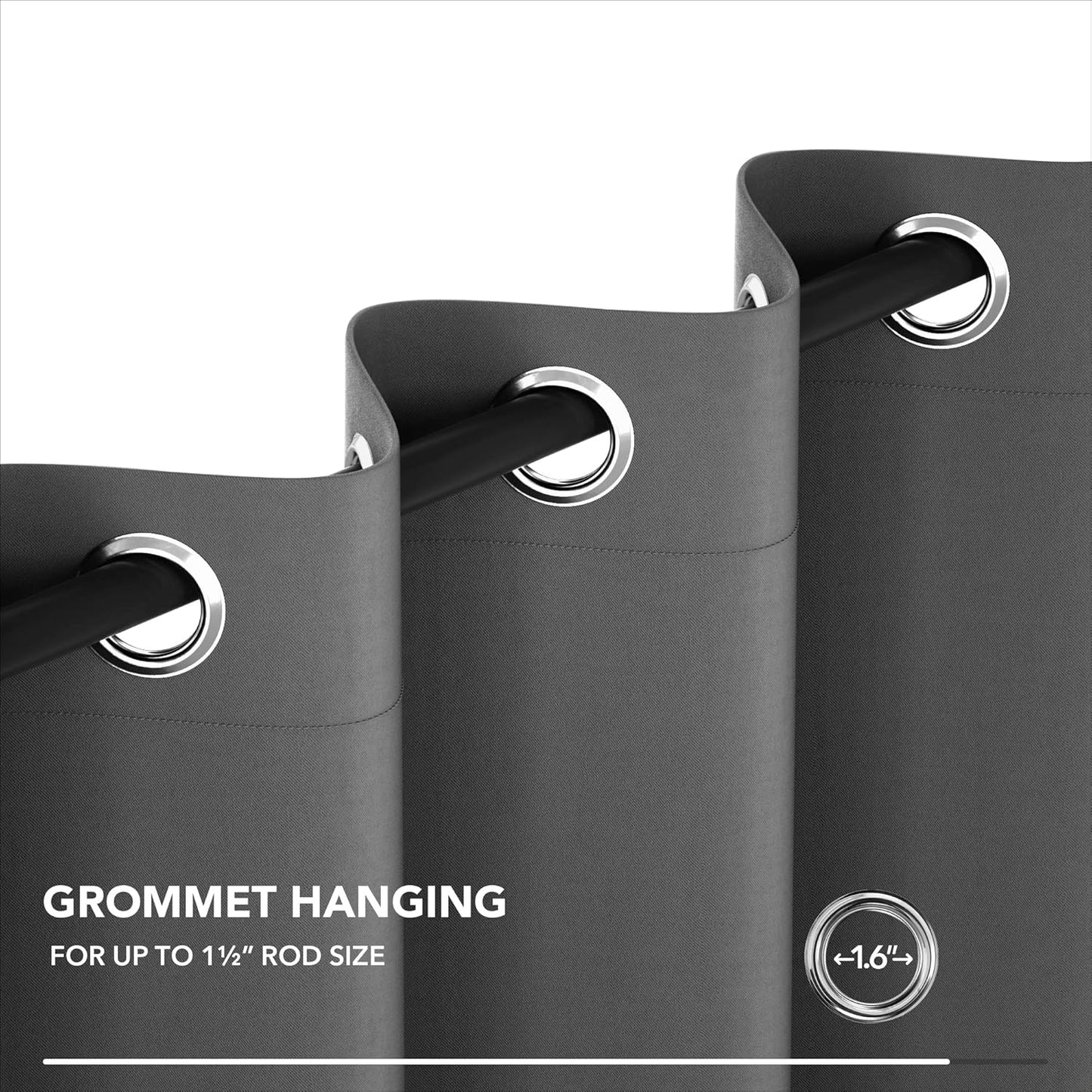 Deconovo Blackout Curtains, Room Darkening Thermal Insulated Window Drapes, Noise Reducing, Grommet Top, 2 Panels 52W x 84L Inch Machine Washable for Bedroom Living Room Nursery Light Grey