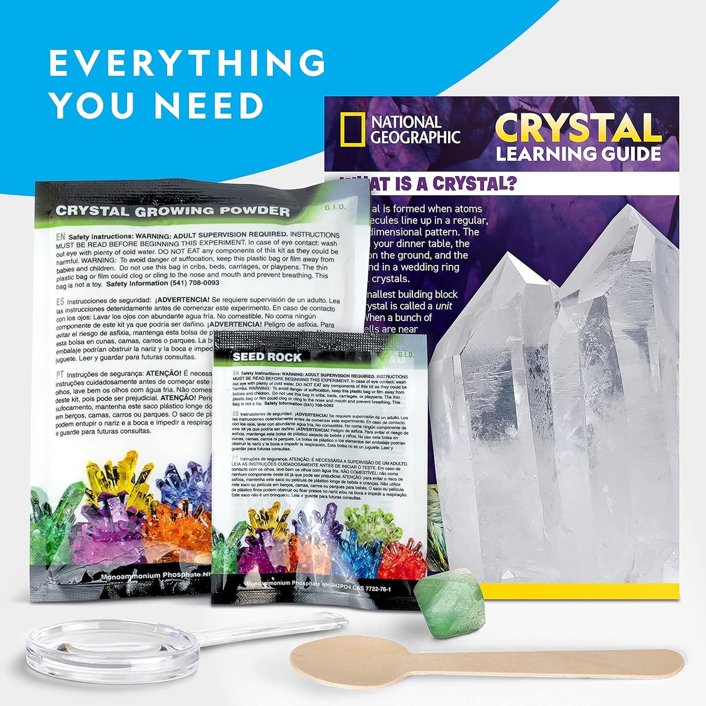 National Geographic Jumbo Crystal Growing Kit - Grow A Giant Glow in The Dark Crystal in a Few Days with This Science Kit, Crystals for Kids (Amazon Exclusive)