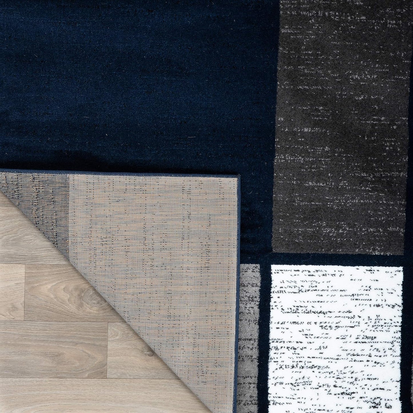 Rugshop Contemporary Modern Boxes Area Rug 6' 6" Navy (6' 6" Diameter)